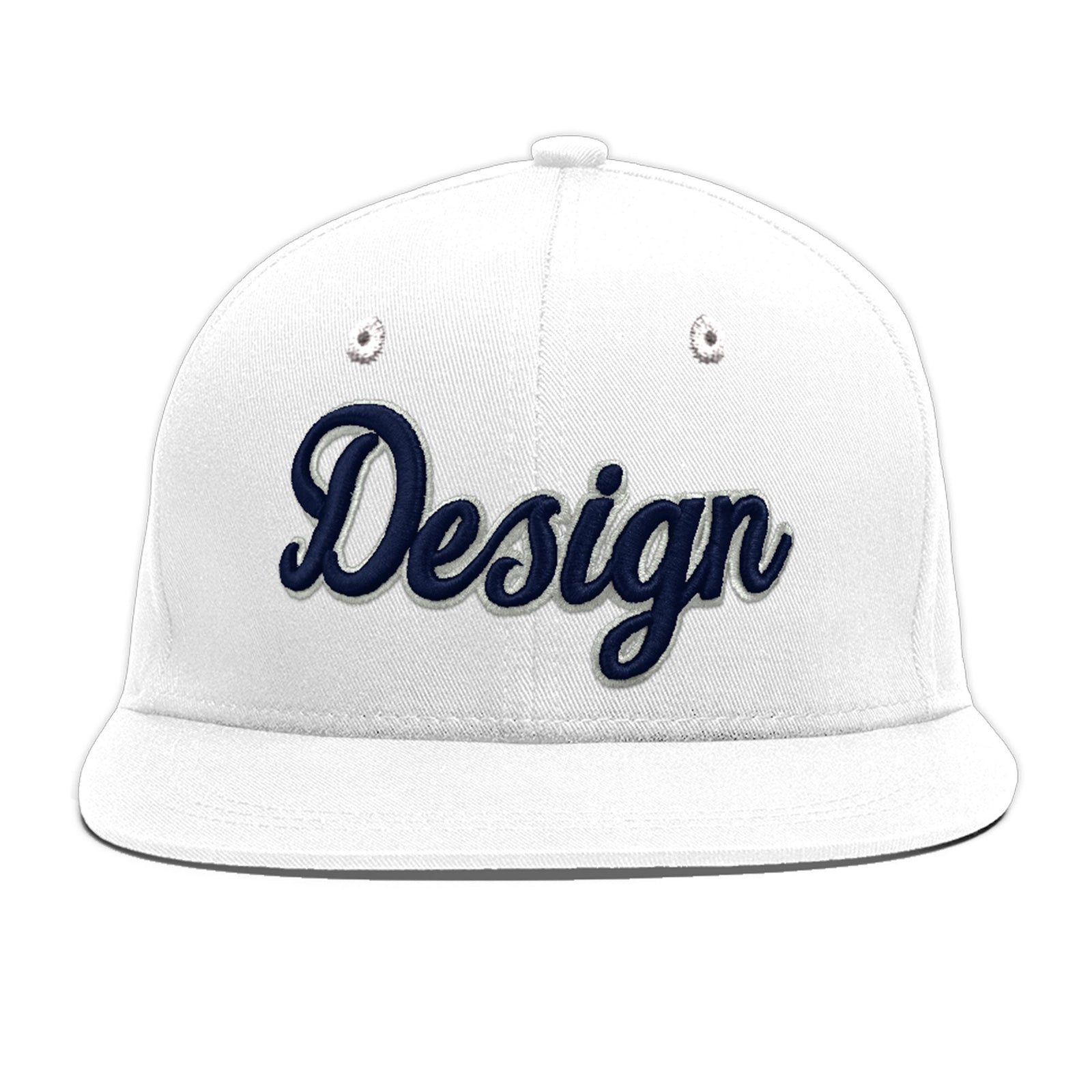 Custom White 3D Puff Embroidery Flat Embroidery Casual Sport Baseball Cap