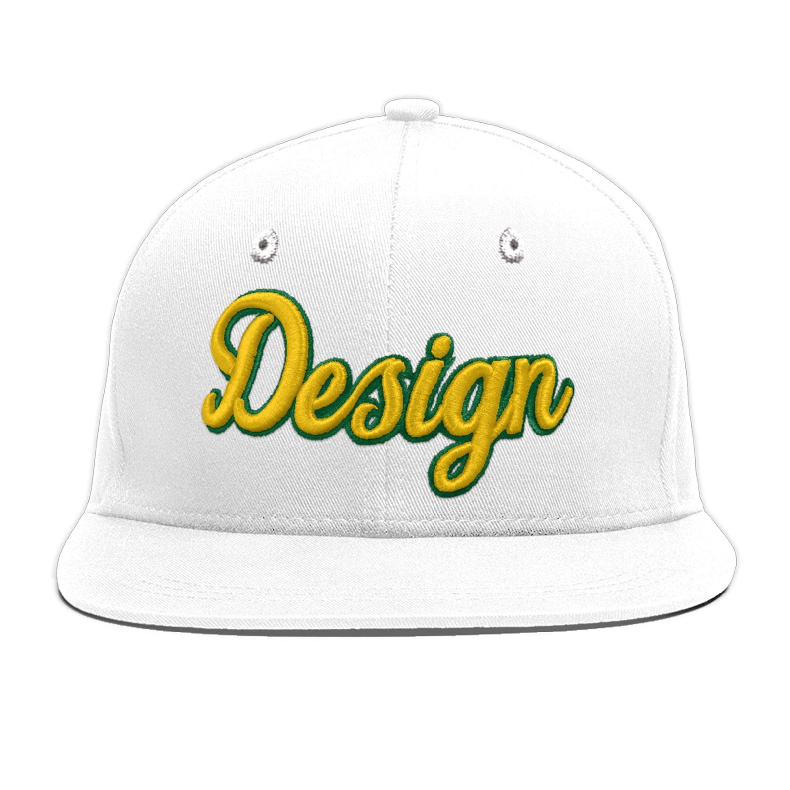 Custom White 3D Puff Embroidery Flat Embroidery Casual Sport Baseball Cap