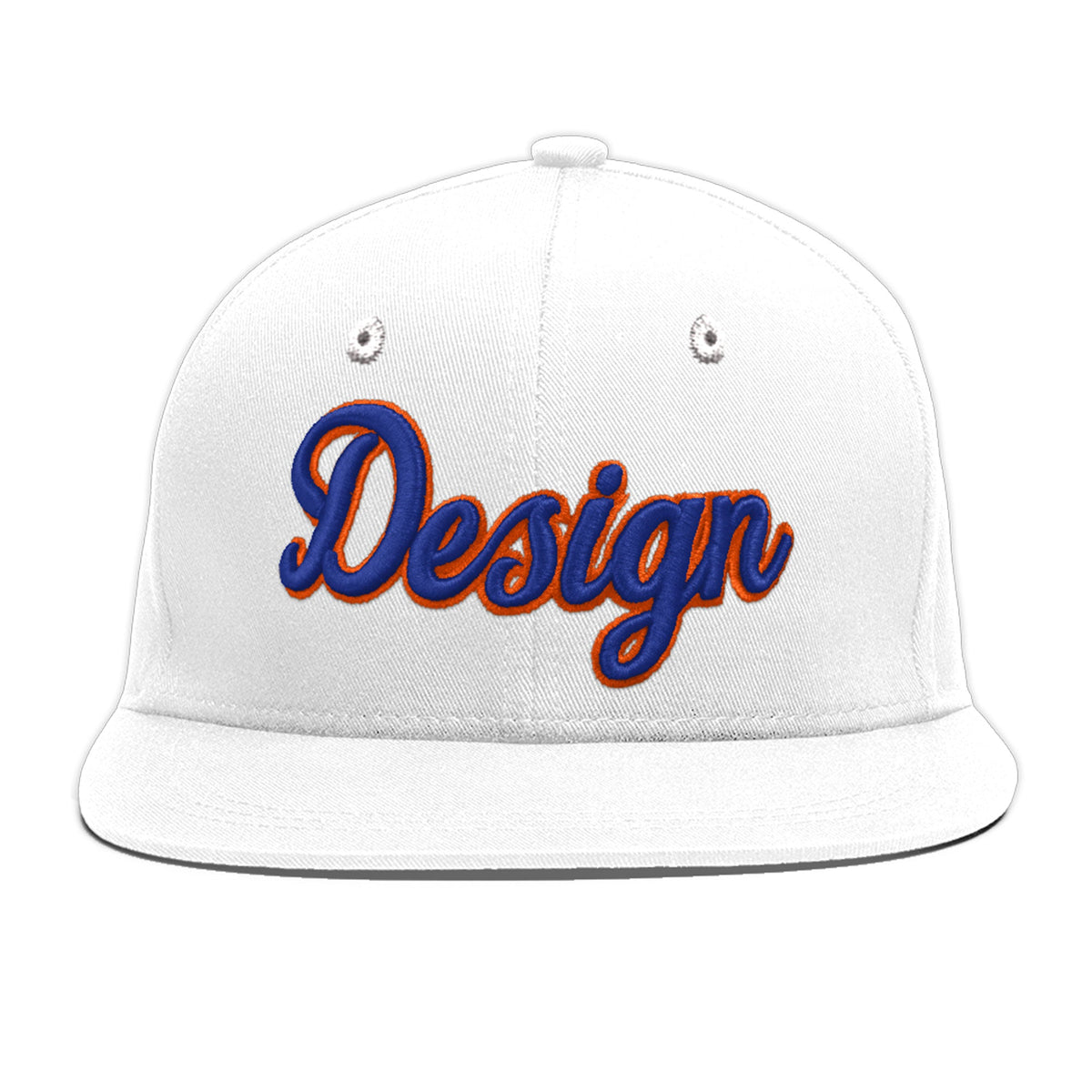 Custom White 3D Puff Embroidery Flat Embroidery Casual Sport Baseball Cap