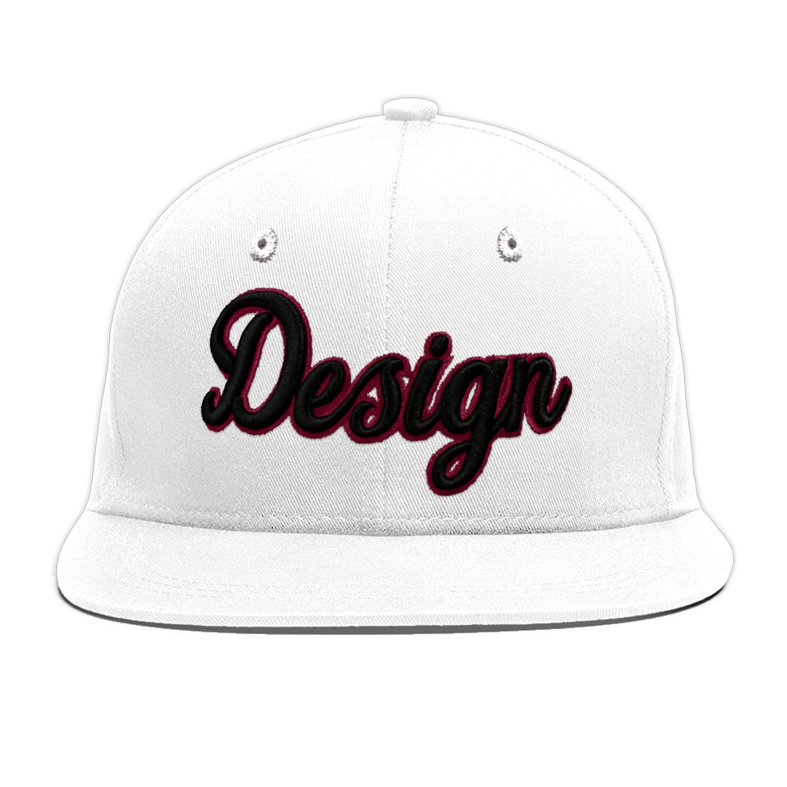 Custom White 3D Puff Embroidery Flat Embroidery Casual Sport Baseball Cap