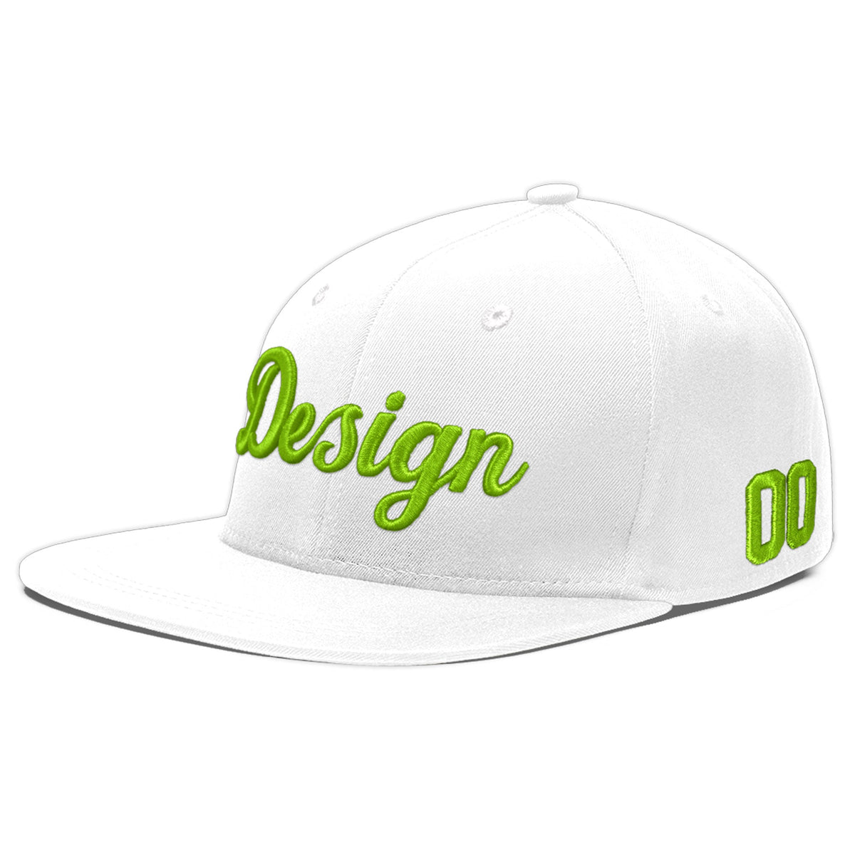 Custom White 3D Puff Embroidery Flat Embroidery Casual Sport Baseball Cap