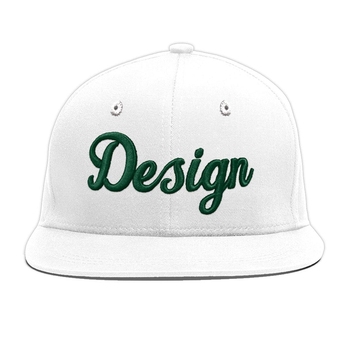 Custom White 3D Puff Embroidery Flat Embroidery Casual Sport Baseball Cap