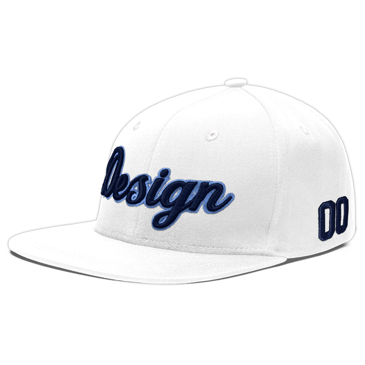 Custom White 3D Puff Embroidery Flat Embroidery Casual Sport Baseball Cap