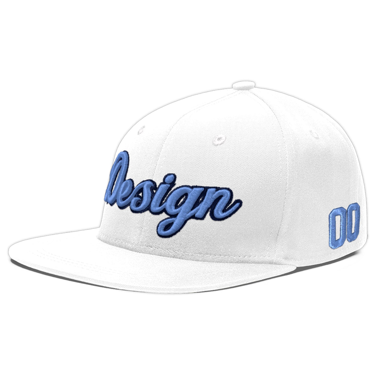 Custom White 3D Puff Embroidery Flat Embroidery Casual Sport Baseball Cap