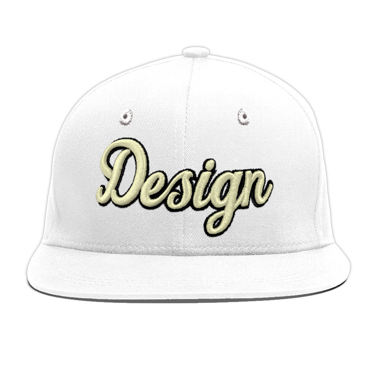 Custom White 3D Puff Embroidery Flat Embroidery Casual Sport Baseball Cap