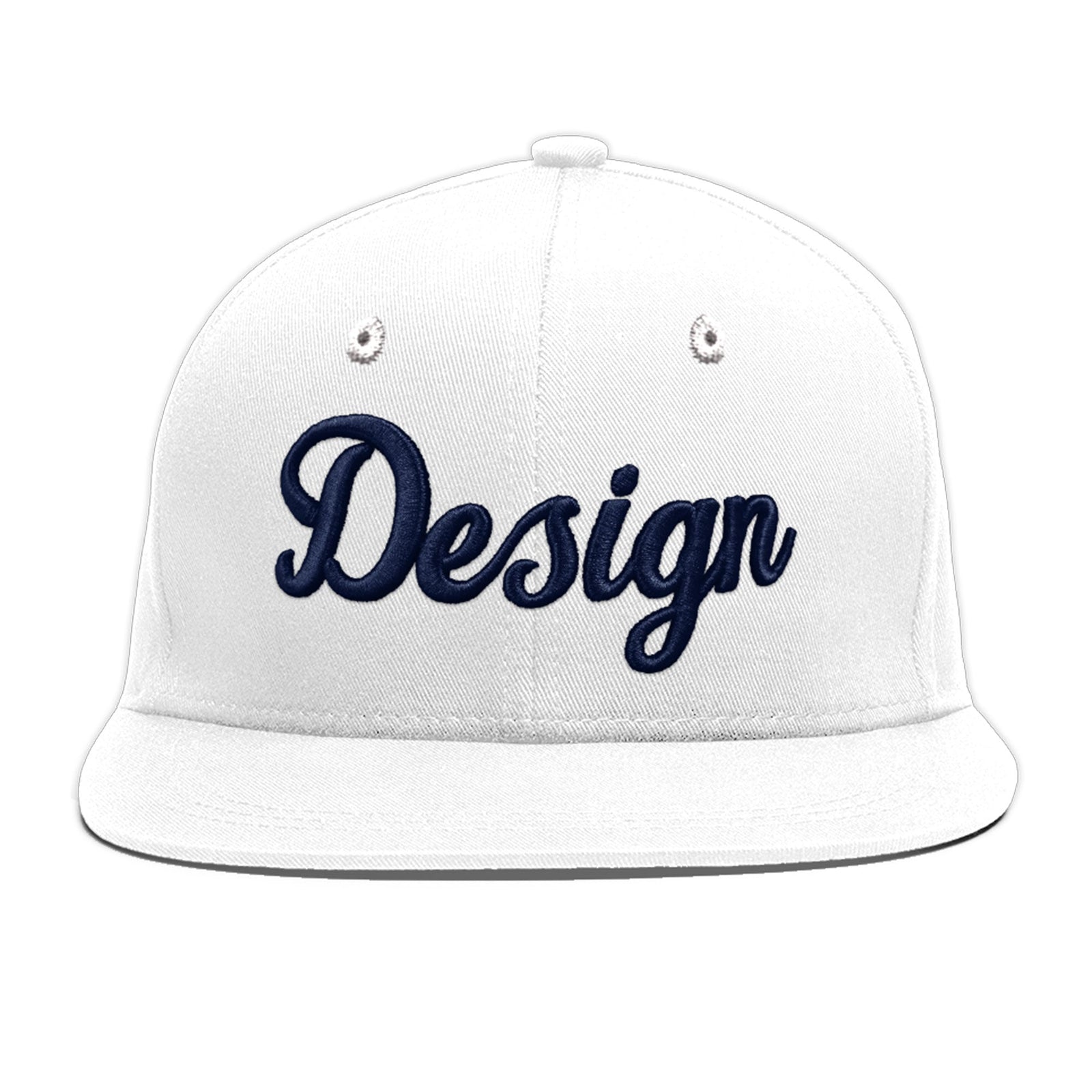 Custom White 3D Puff Embroidery Flat Embroidery Casual Sport Baseball Cap