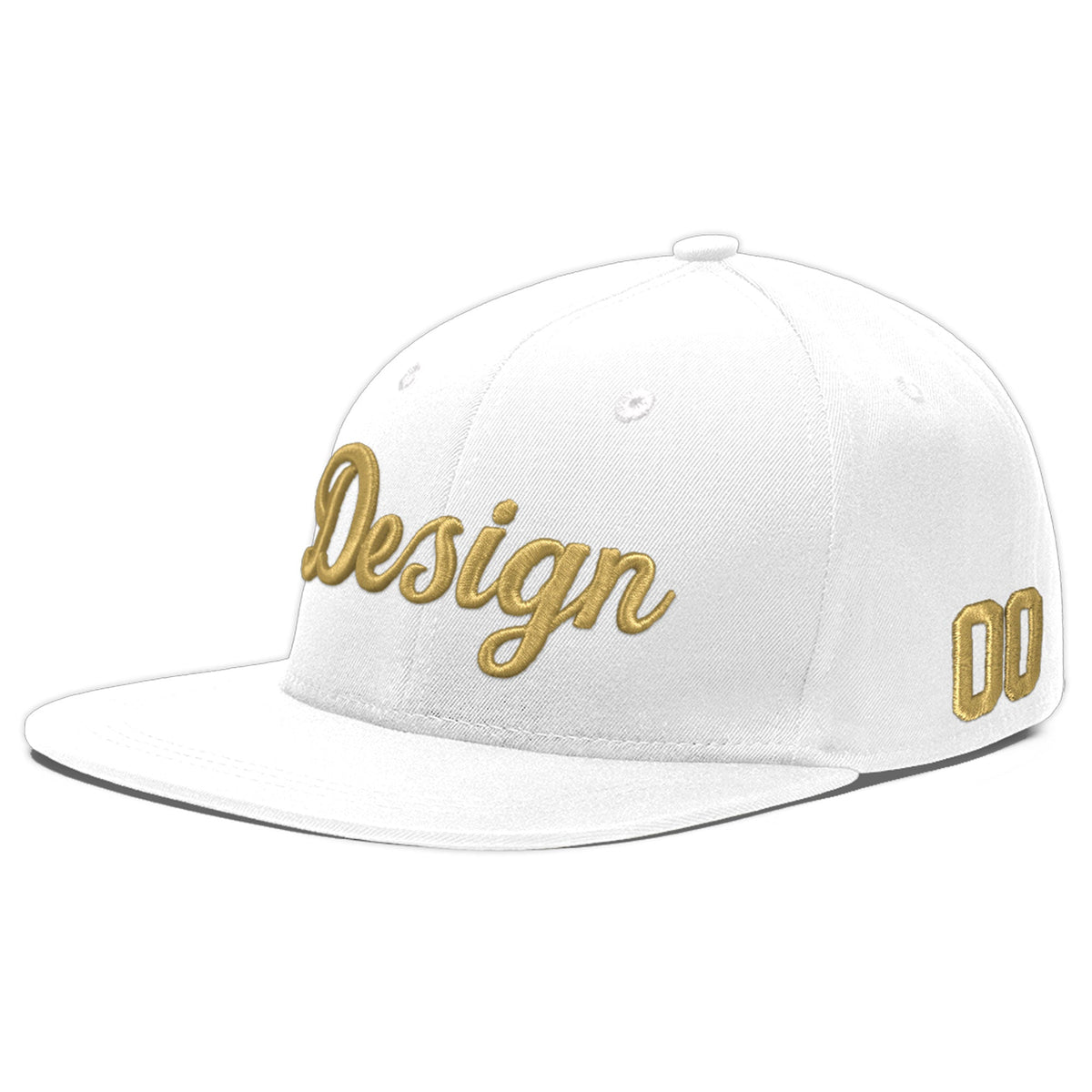 Custom White 3D Puff Embroidery Flat Embroidery Casual Sport Baseball Cap