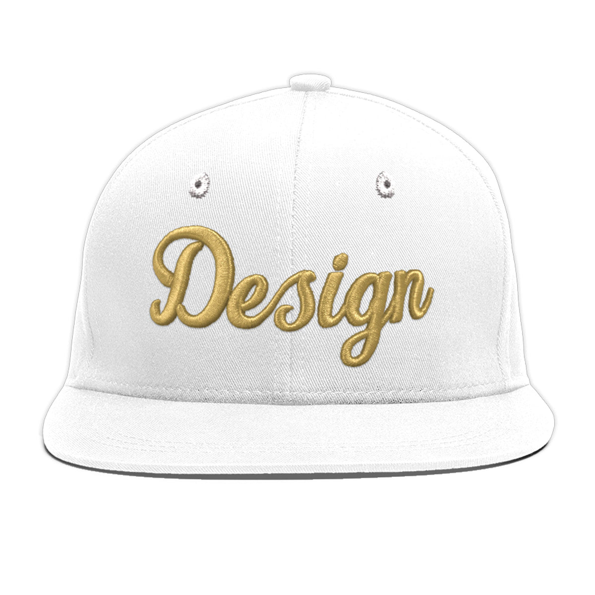 Custom White 3D Puff Embroidery Flat Embroidery Casual Sport Baseball Cap