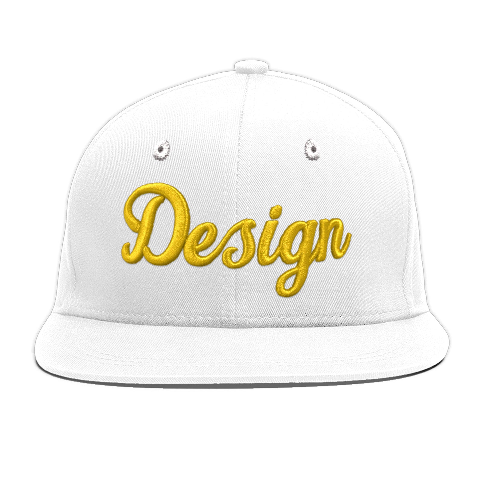 Custom White 3D Puff Embroidery Flat Embroidery Casual Sport Baseball Cap
