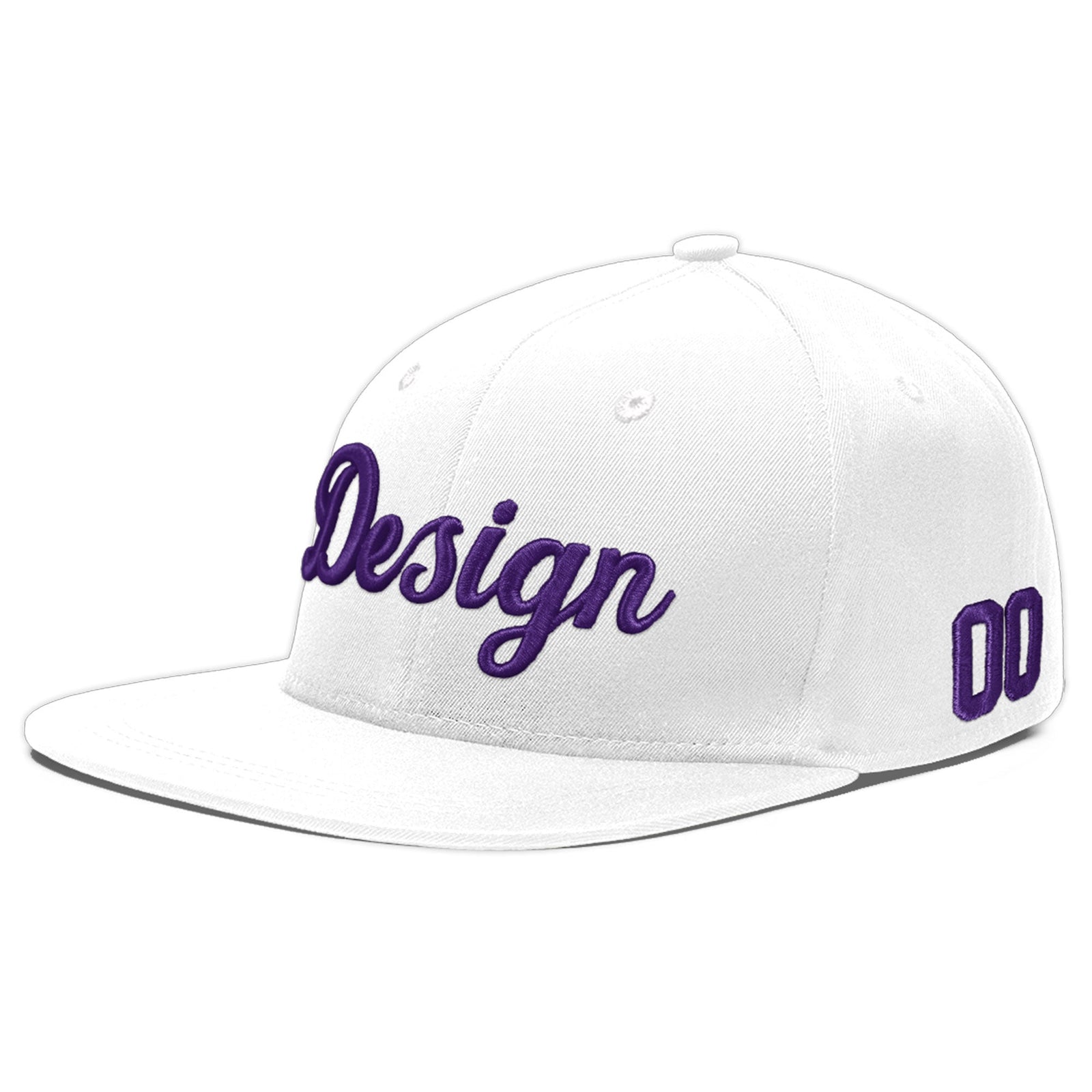 Custom White 3D Puff Embroidery Flat Embroidery Casual Sport Baseball Cap