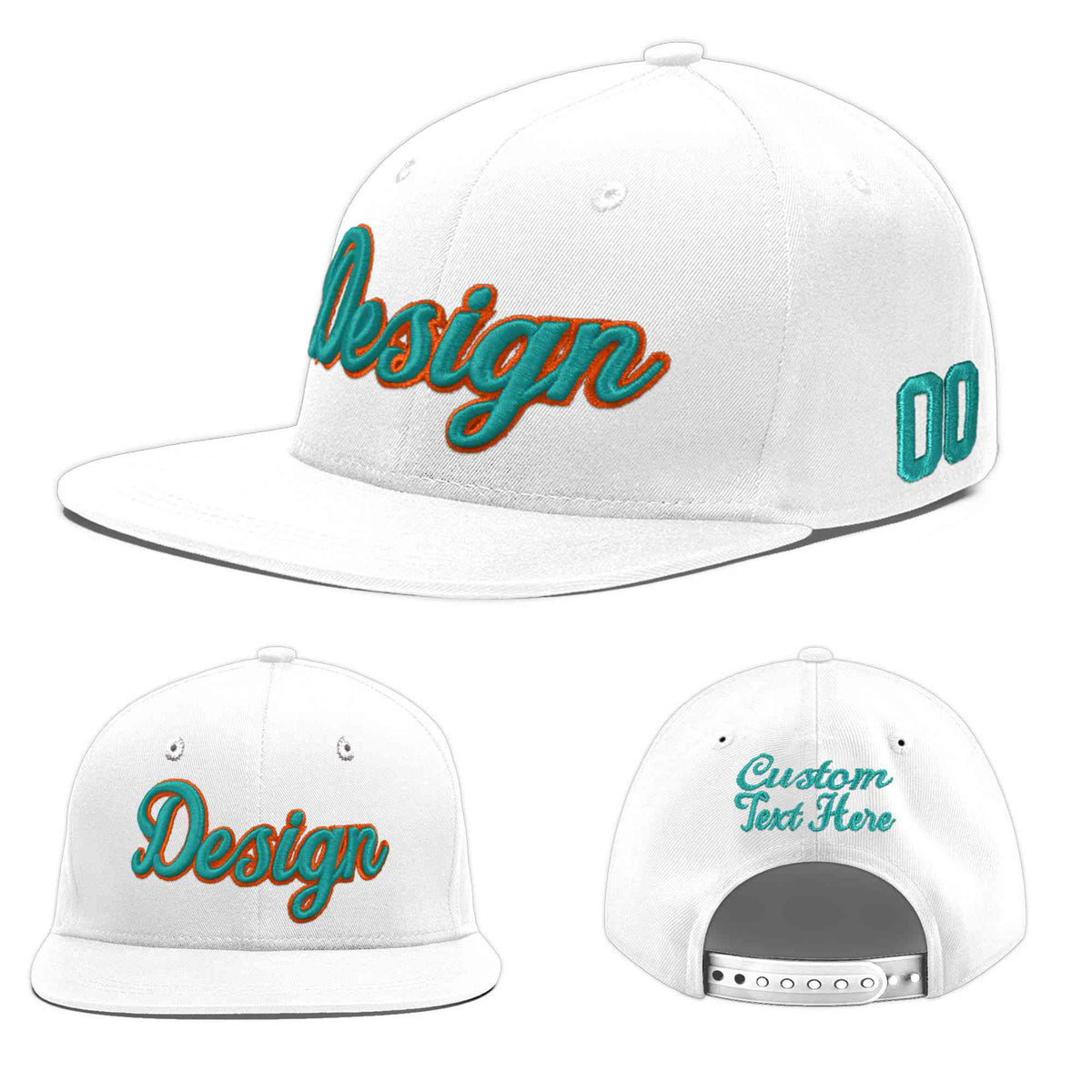 Custom White 3D Puff Embroidery Flat Embroidery Casual Sport Baseball Cap
