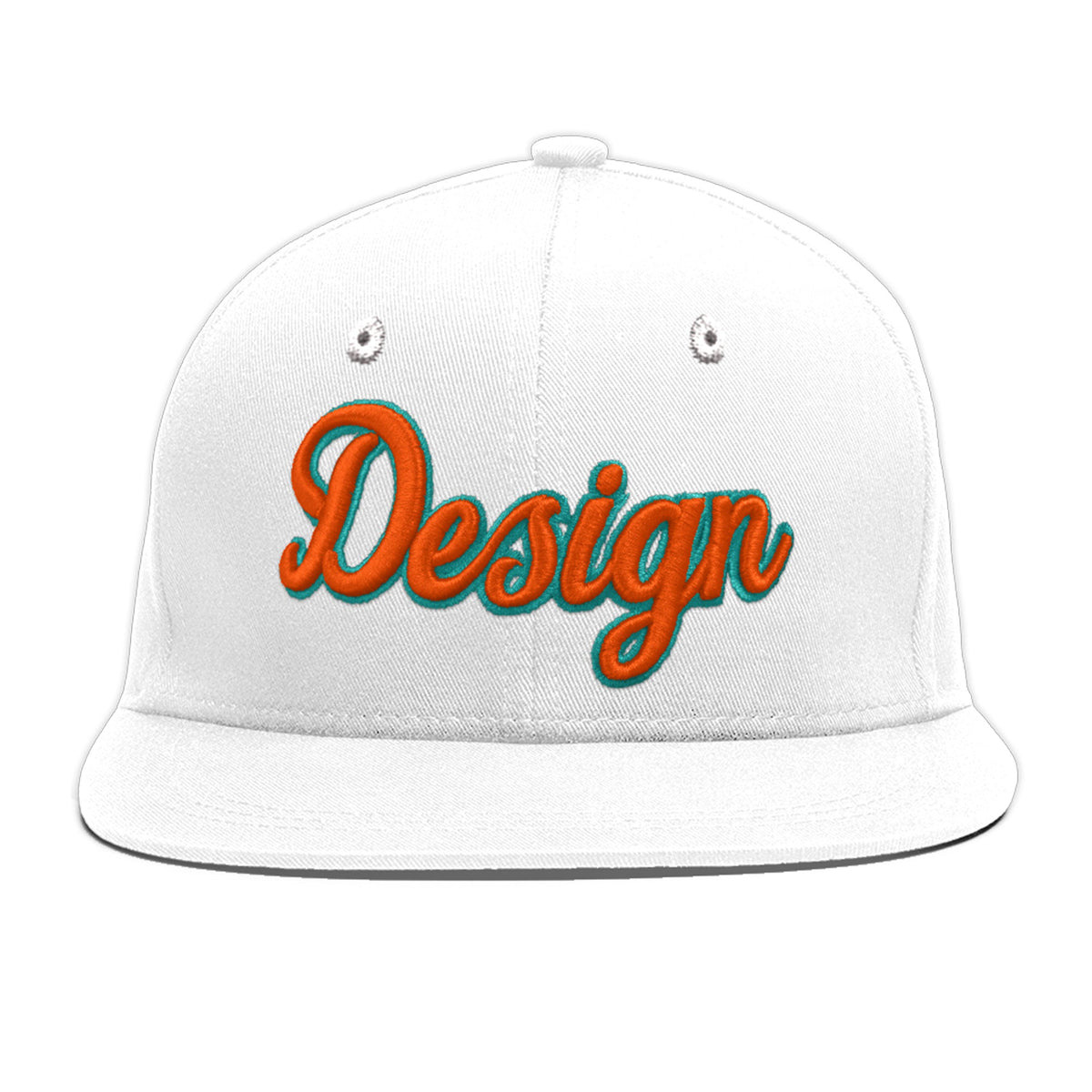 Custom White 3D Puff Embroidery Flat Embroidery Casual Sport Baseball Cap