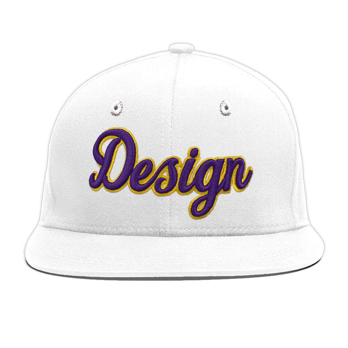 Custom White 3D Puff Embroidery Flat Embroidery Casual Sport Baseball Cap