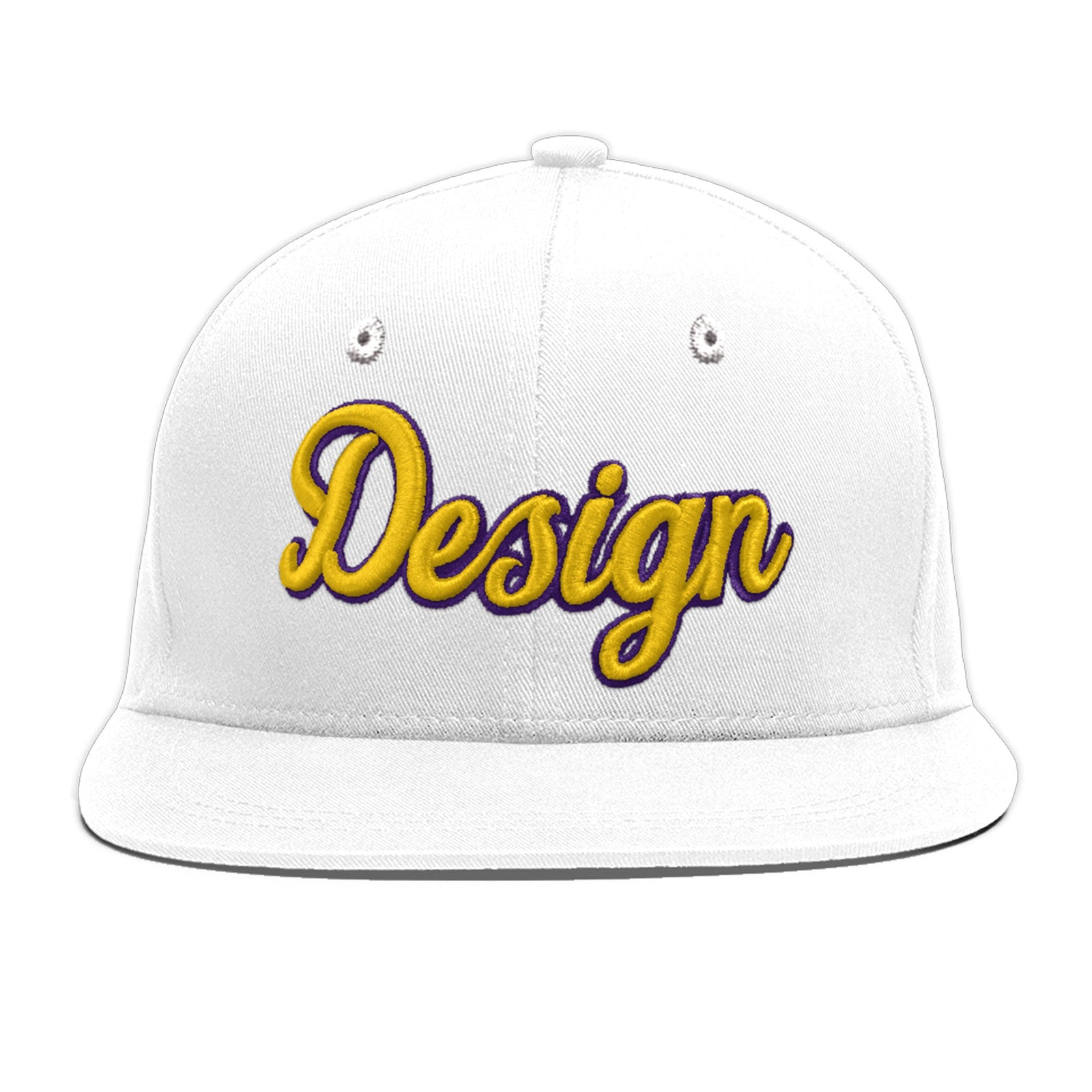 Custom White 3D Puff Embroidery Flat Embroidery Casual Sport Baseball Cap