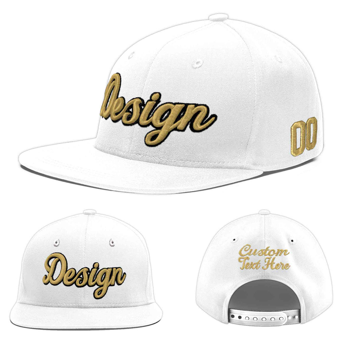 Custom White 3D Puff Embroidery Flat Embroidery Casual Sport Baseball Cap