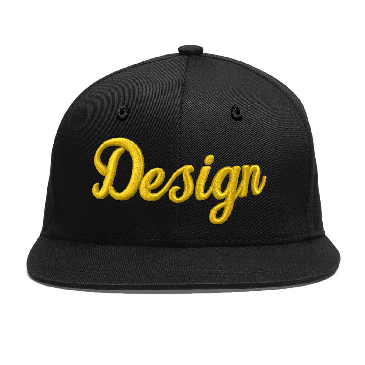 Custom Black 3D Puff Embroidery Flat Embroidery Casual Sport Baseball Cap