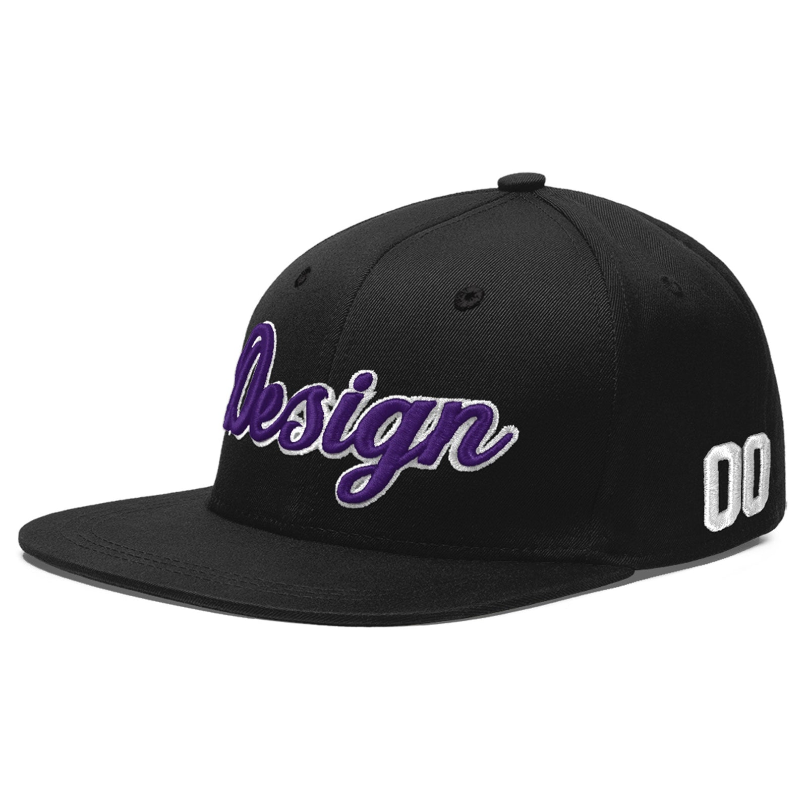 Custom Black 3D Puff Embroidery Flat Embroidery Casual Sport Baseball Cap
