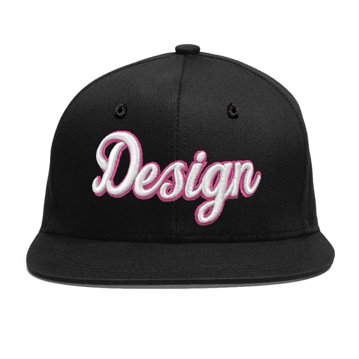 Custom Black 3D Puff Embroidery Flat Embroidery Casual Sport Baseball Cap
