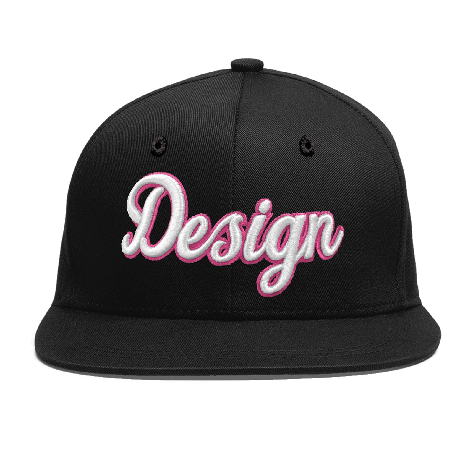 Custom Black 3D Puff Embroidery Flat Embroidery Casual Sport Baseball Cap