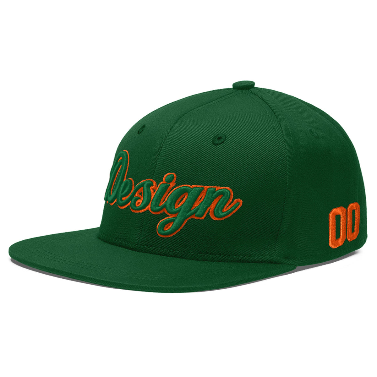 Custom Green 3D Puff Embroidery Flat Embroidery Casual Sport Baseball Cap