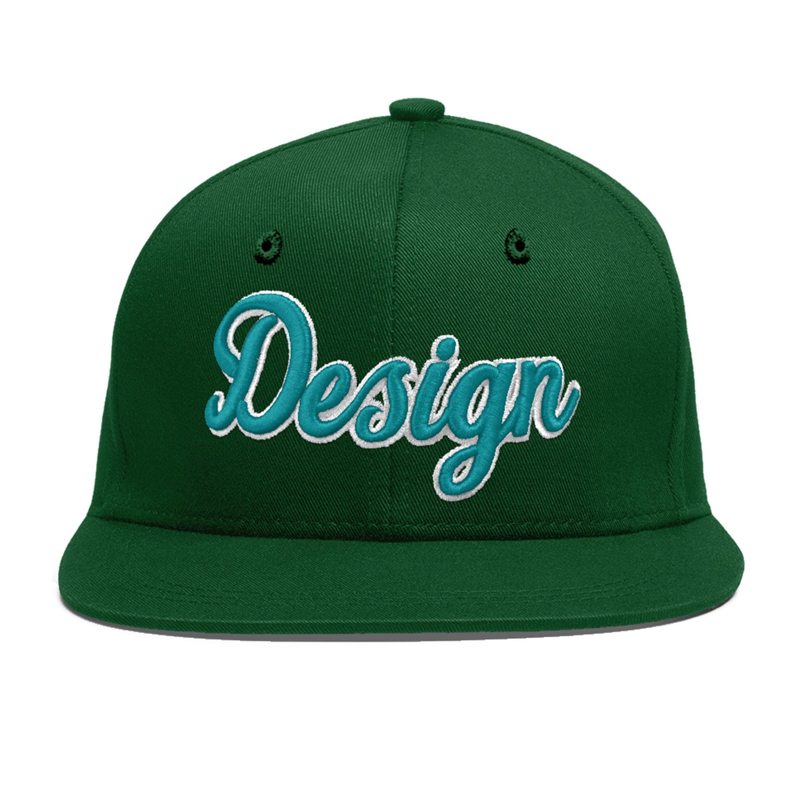 Custom Green 3D Puff Embroidery Flat Embroidery Casual Sport Baseball Cap