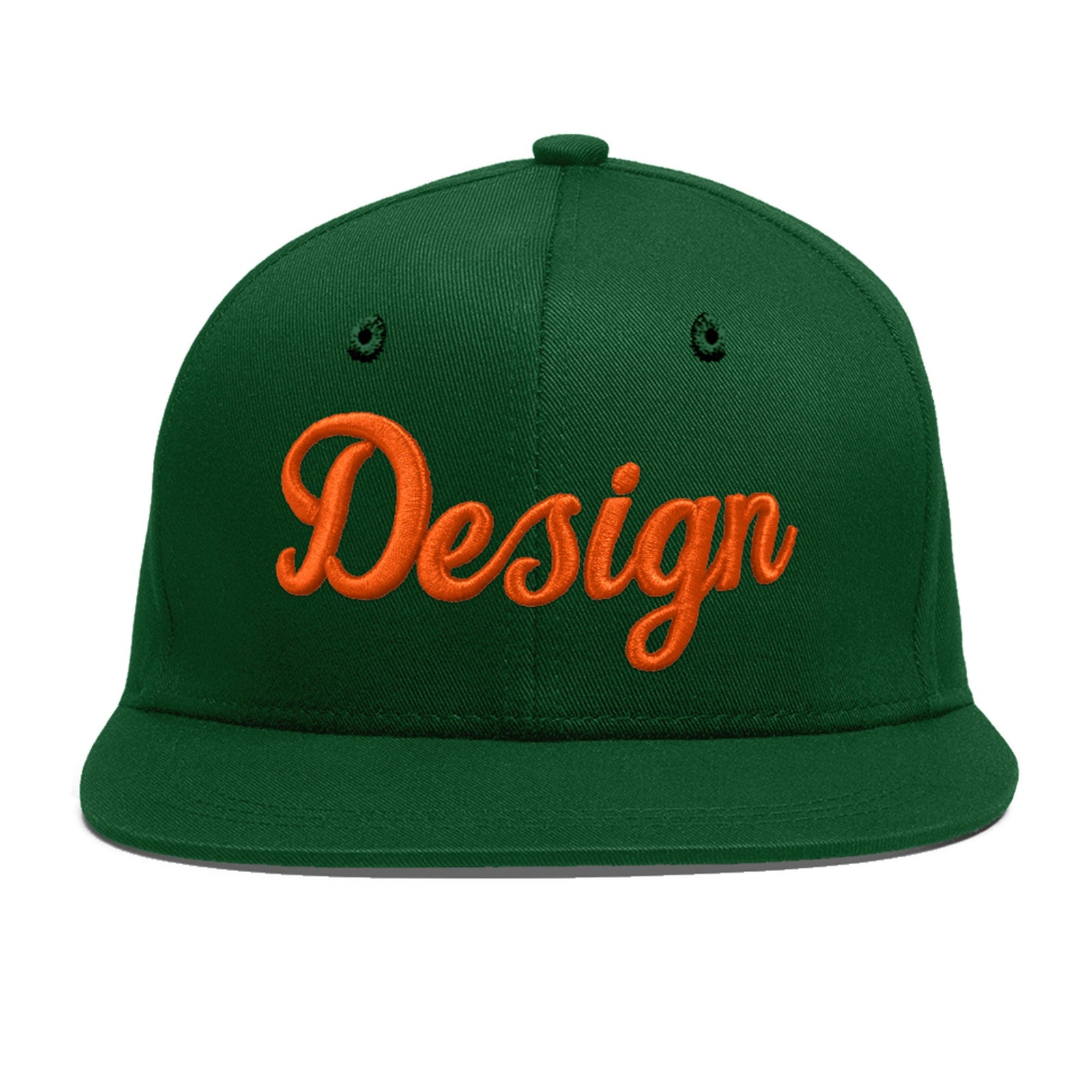 Custom Green 3D Puff Embroidery Flat Embroidery Casual Sport Baseball Cap