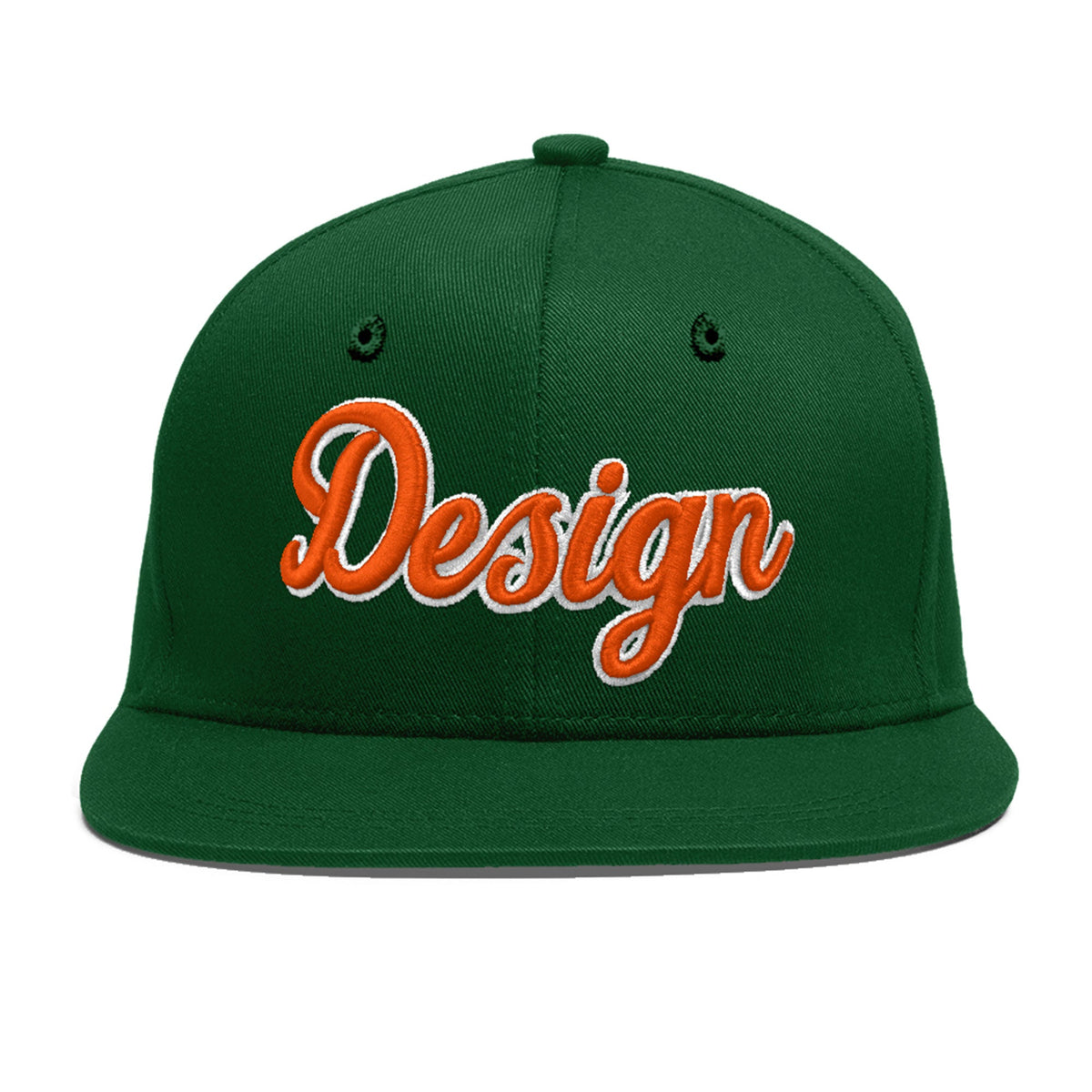 Custom Green 3D Puff Embroidery Flat Embroidery Casual Sport Baseball Cap