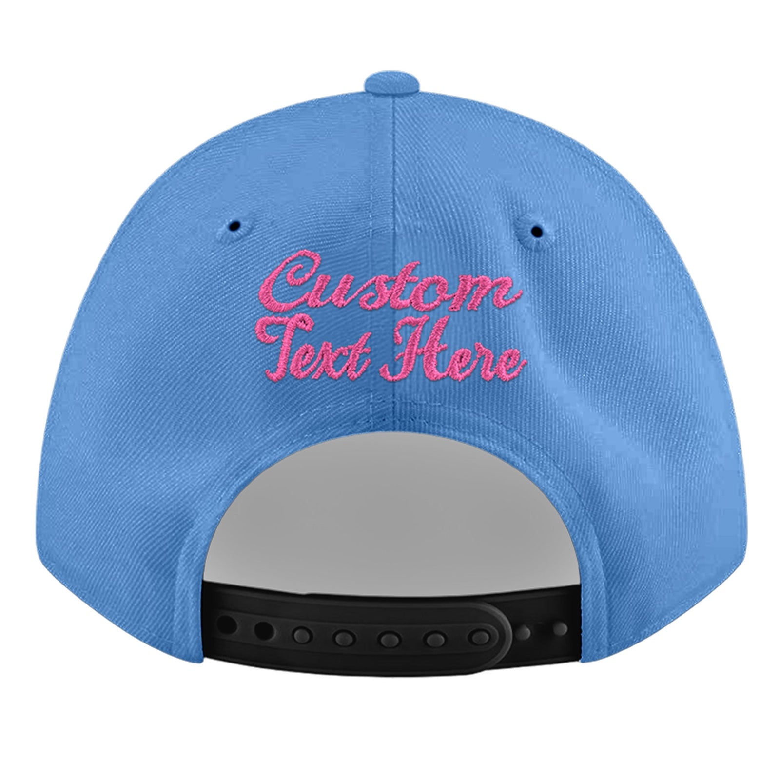 Custom Powder Blue 3D Puff Embroidery Flat Embroidery Casual Sport Baseball Cap