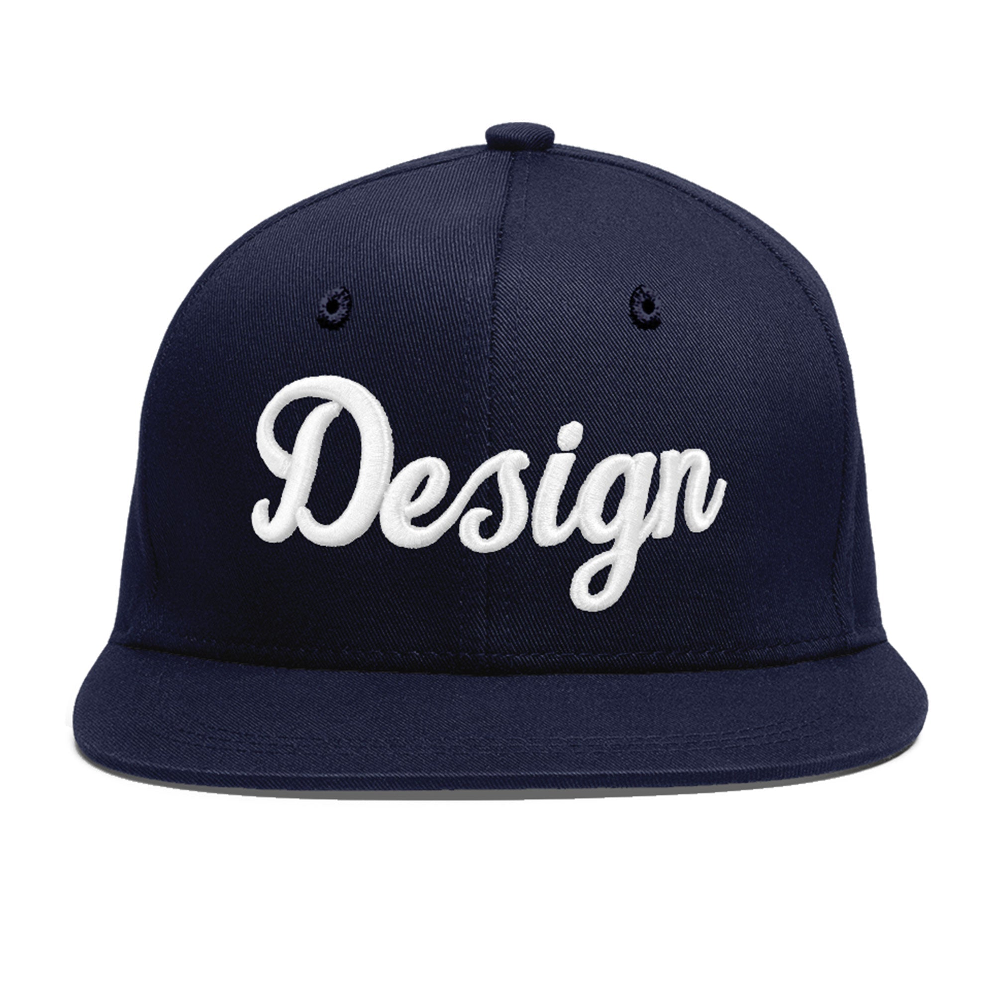 Custom Navy Red-White 3D Puff Embroidery Flat Embroidery Casual Sport Baseball Cap