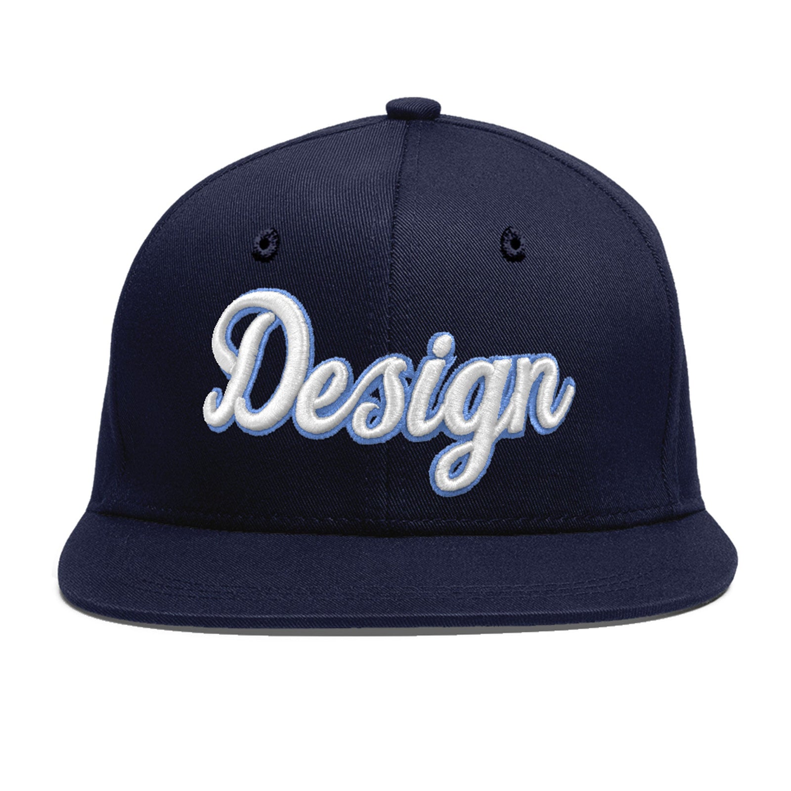 Custom Navy 3D Puff Embroidery Flat Embroidery Casual Sport Baseball Cap