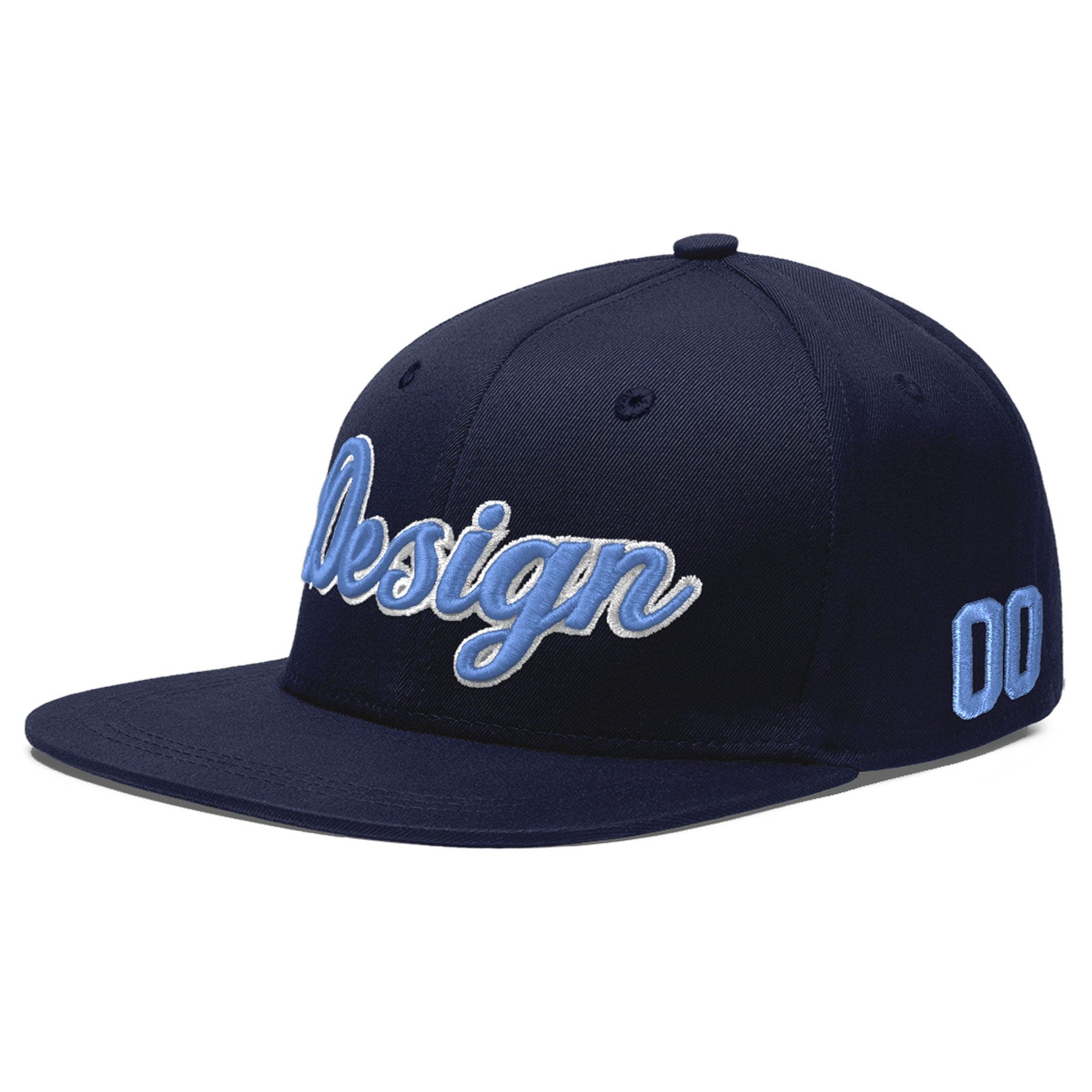 Custom Navy 3D Puff Embroidery Flat Embroidery Casual Sport Baseball Cap