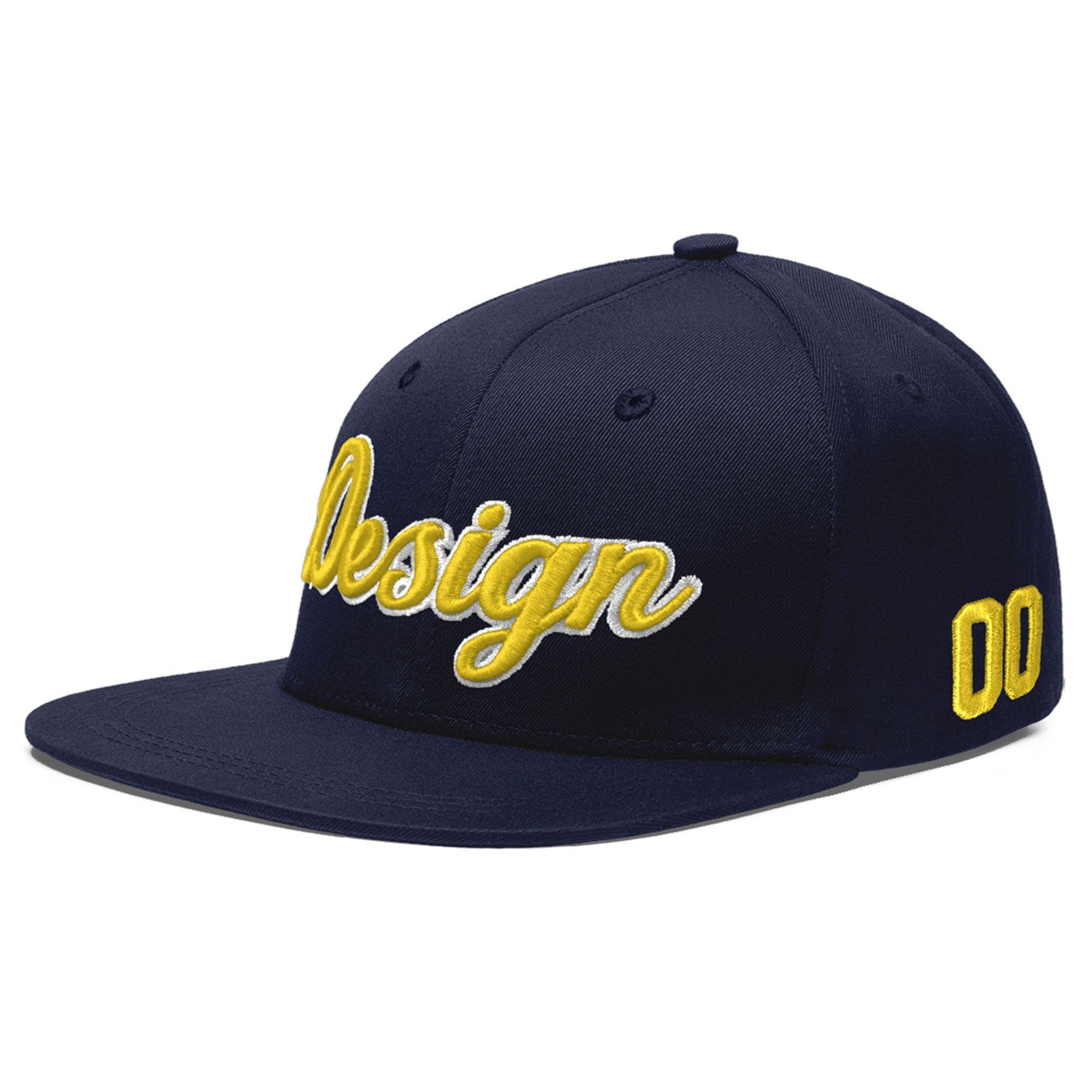 Custom Navy 3D Puff Embroidery Flat Embroidery Casual Sport Baseball Cap