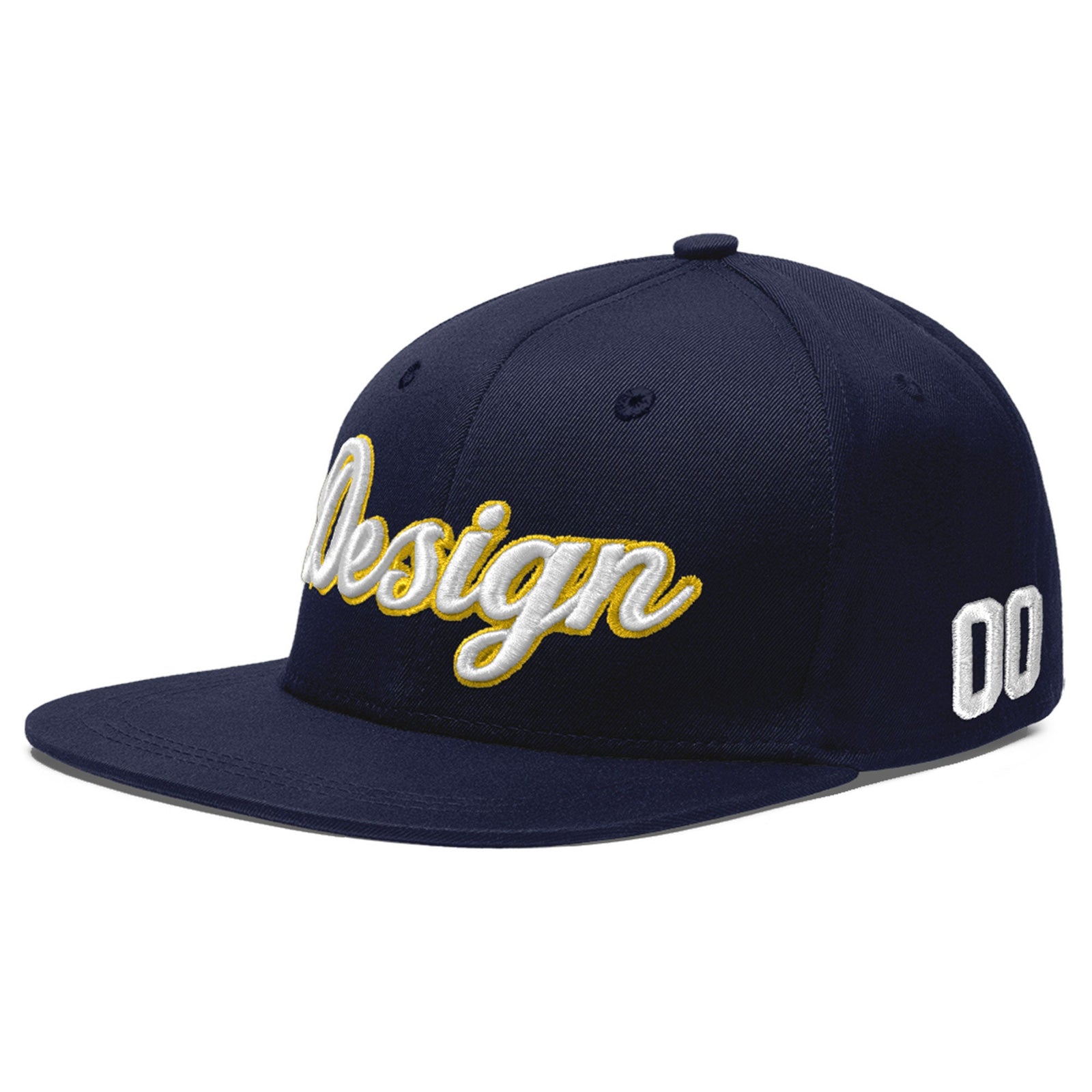 Custom Navy 3D Puff Embroidery Flat Embroidery Casual Sport Baseball Cap