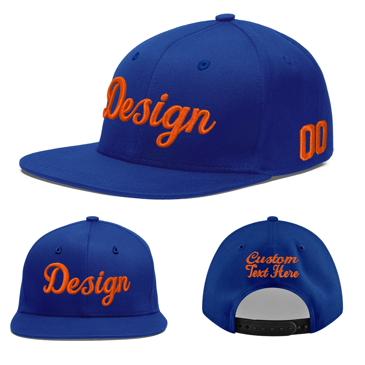 Custom Royal 3D Puff Embroidery Flat Embroidery Casual Sport Baseball Cap