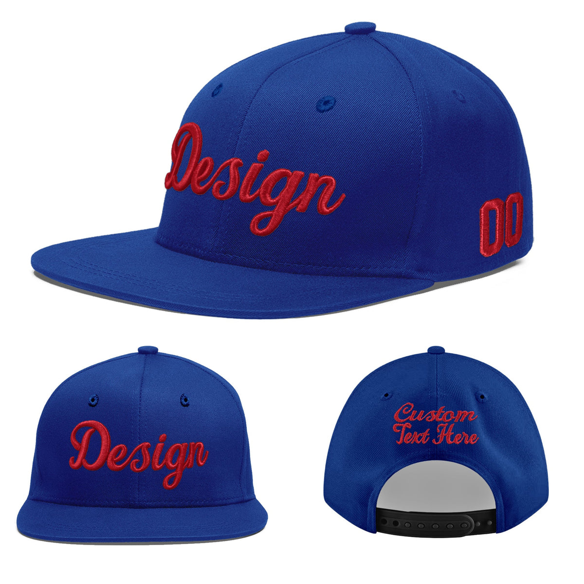 Custom Royal 3D Puff Embroidery Flat Embroidery Casual Sport Baseball Cap