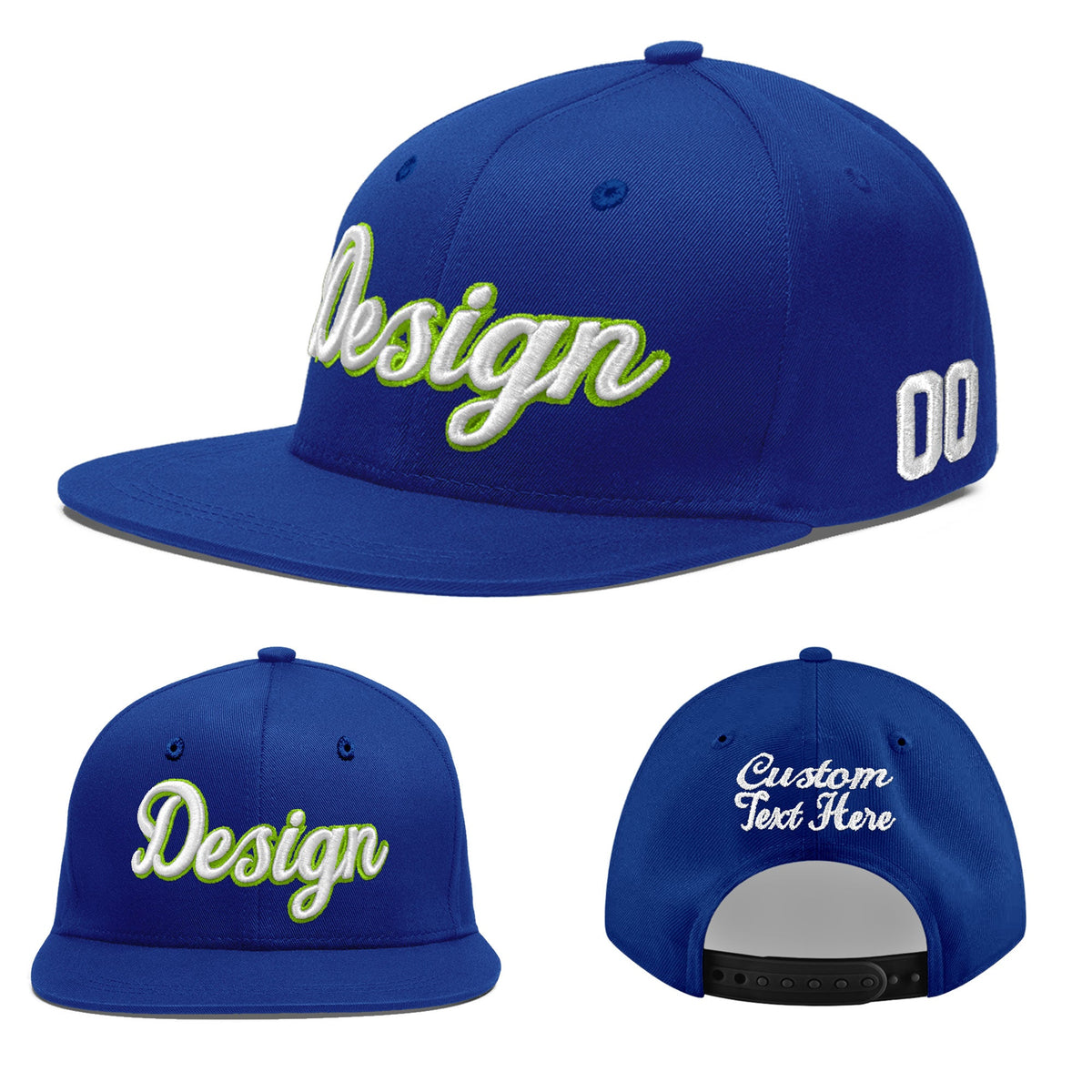 Custom Royal 3D Puff Embroidery Flat Embroidery Casual Sport Baseball Cap