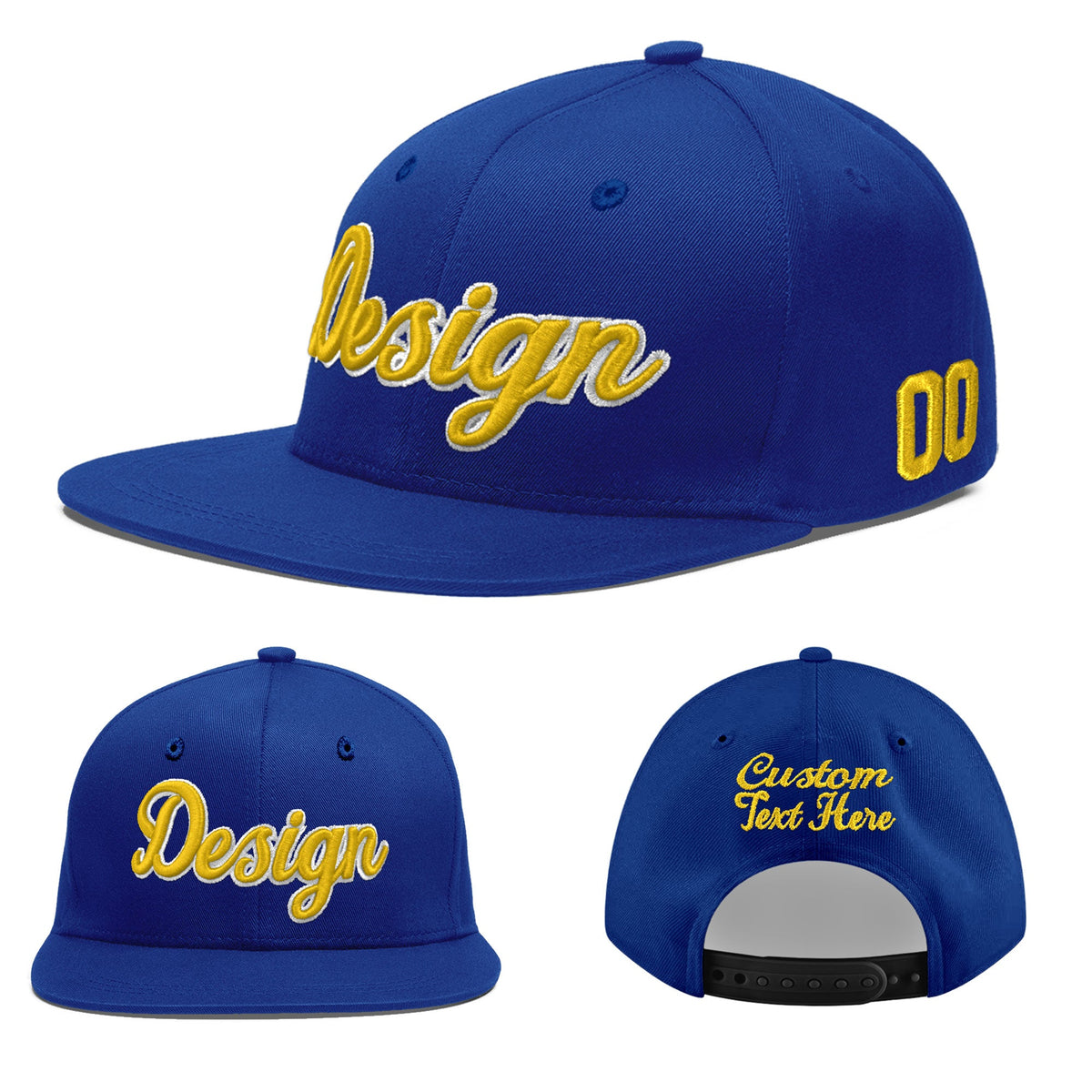 Custom Royal 3D Puff Embroidery Flat Embroidery Casual Sport Baseball Cap