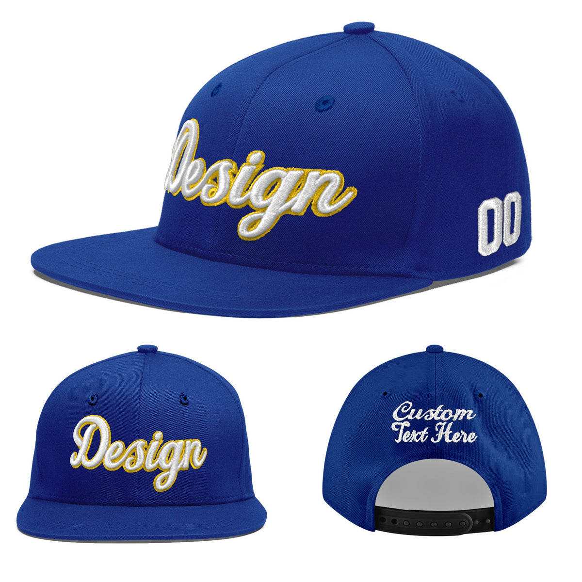 Custom Royal 3D Puff Embroidery Flat Embroidery Casual Sport Baseball Cap