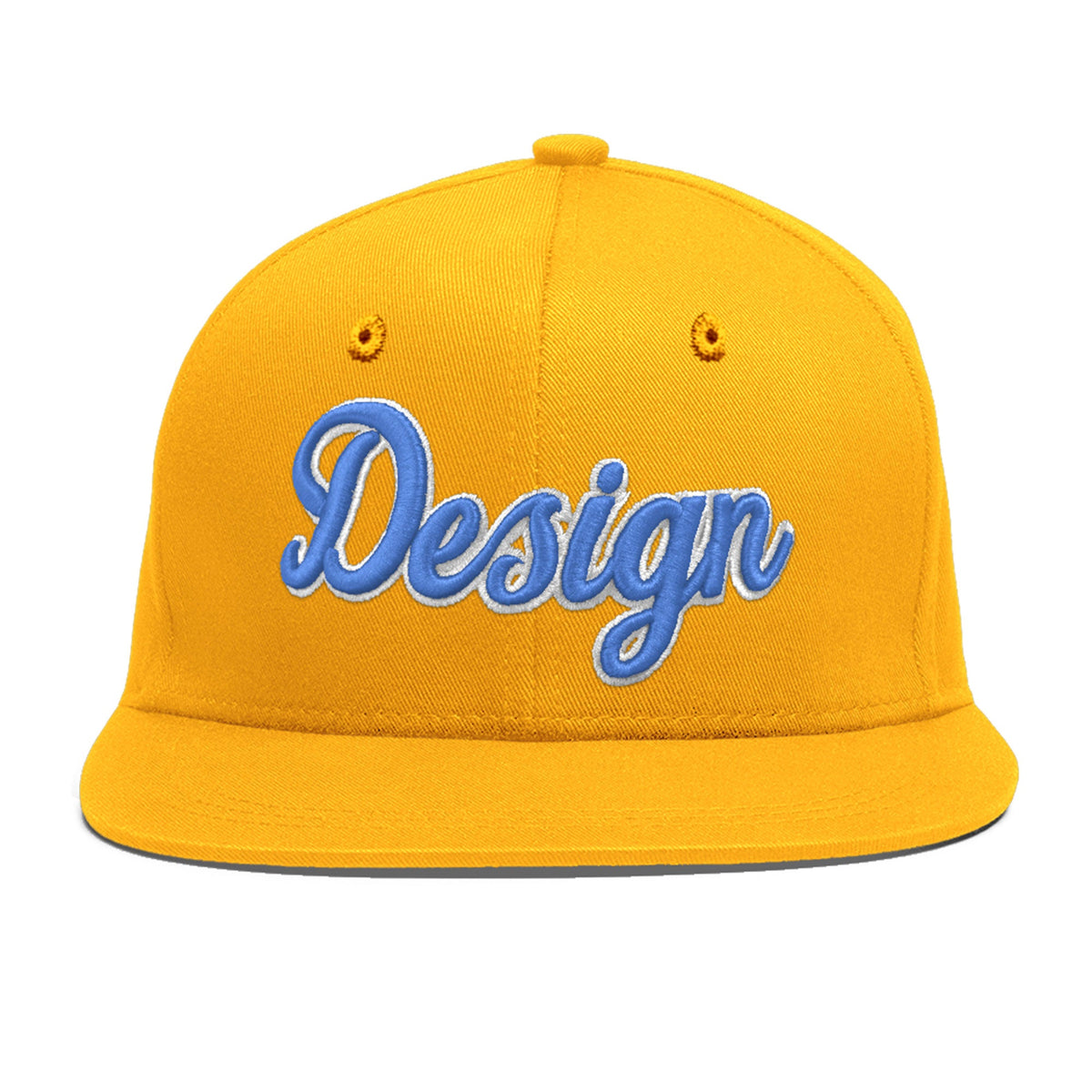 Custom Yellow 3D Puff Embroidery Flat Embroidery Casual Sport Baseball Cap
