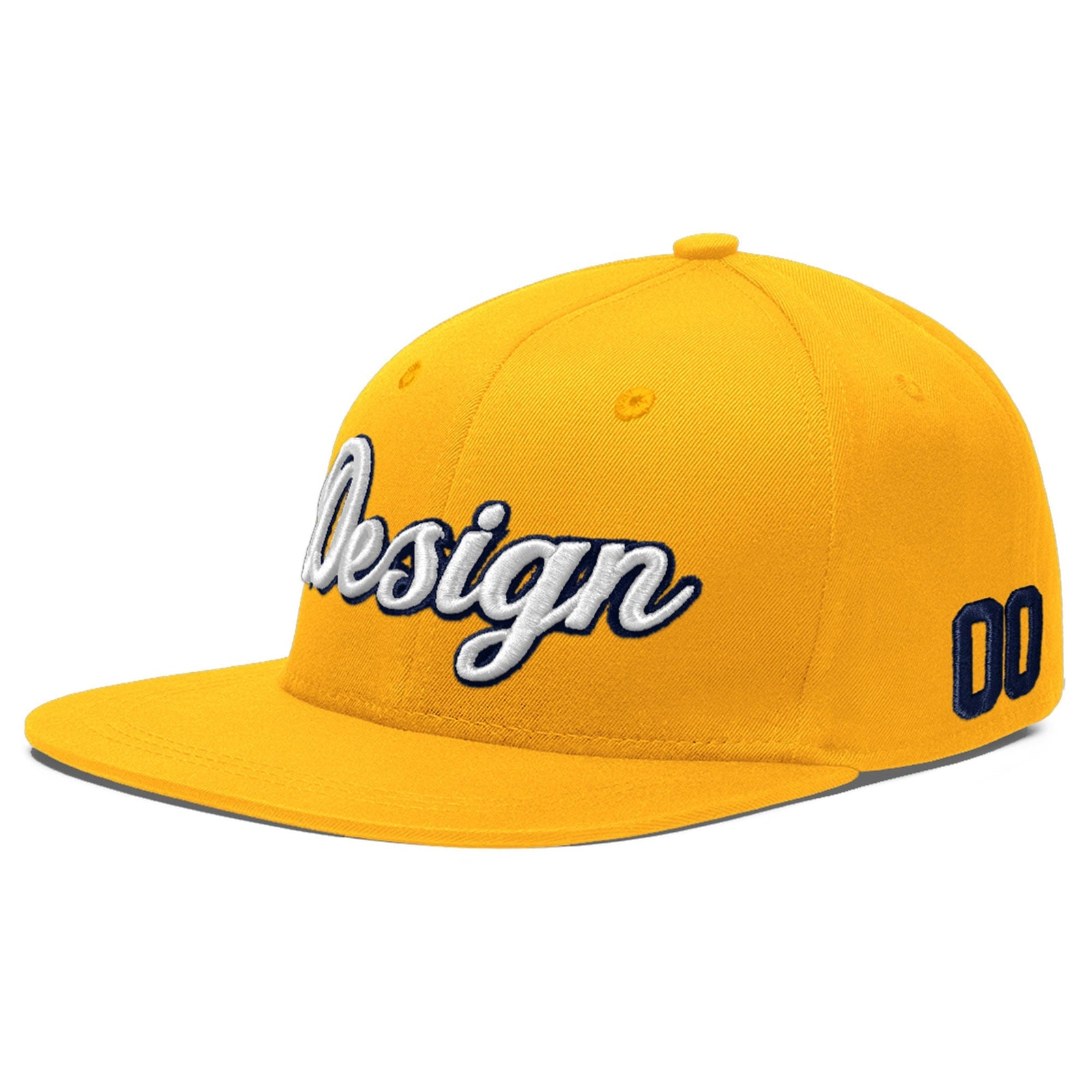 Custom Yellow 3D Puff Embroidery Flat Embroidery Casual Sport Baseball Cap