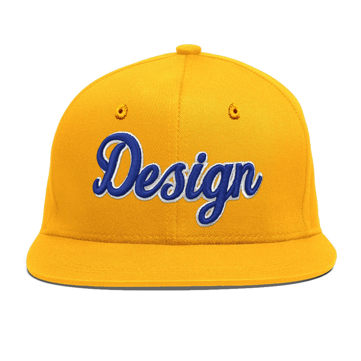 Custom Yellow 3D Puff Embroidery Flat Embroidery Casual Sport Baseball Cap