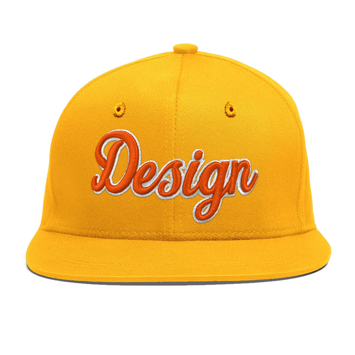 Custom Yellow 3D Puff Embroidery Flat Embroidery Casual Sport Baseball Cap