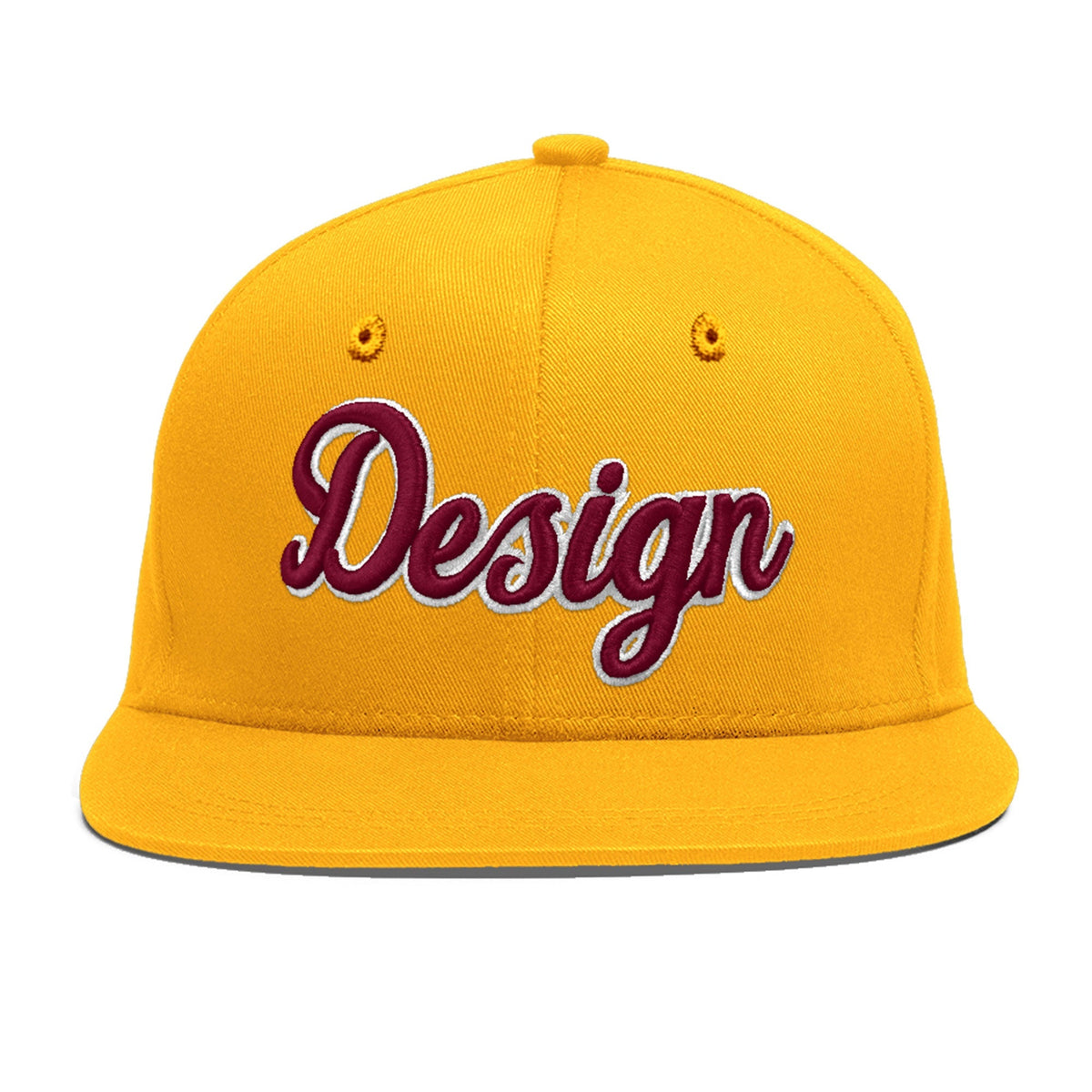 Custom Yellow 3D Puff Embroidery Flat Embroidery Casual Sport Baseball Cap