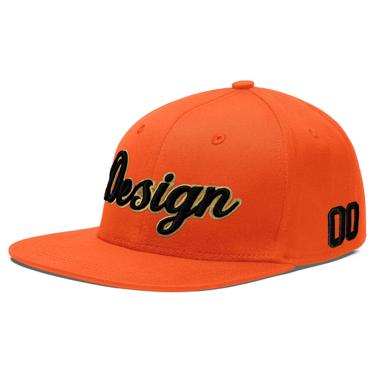 Custom Orange 3D Puff Embroidery Flat Embroidery Casual Sport Baseball Cap