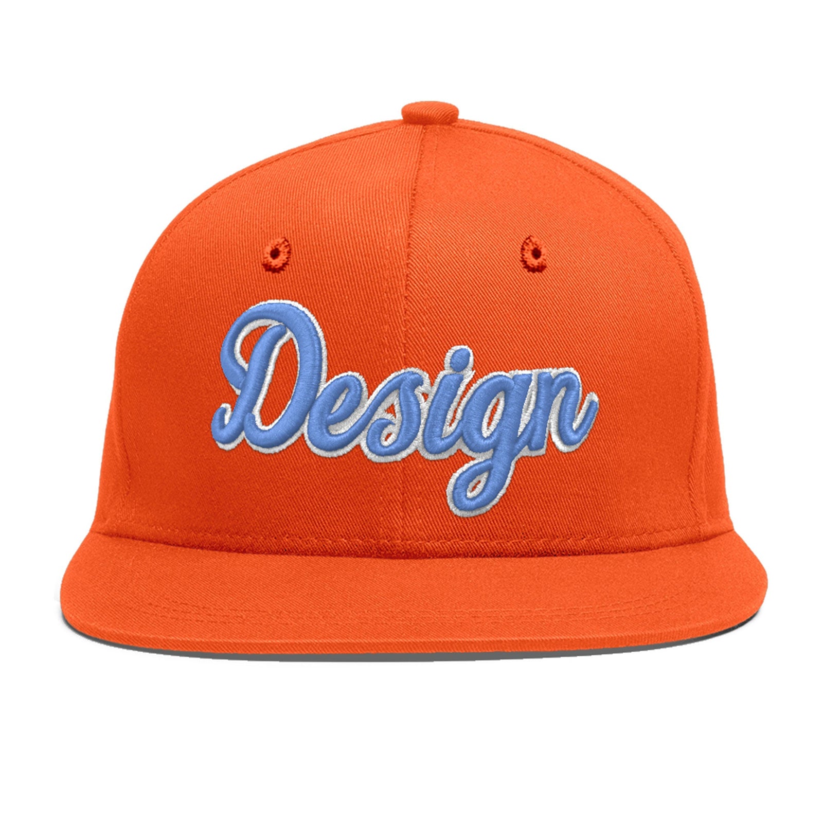 Custom Orange 3D Puff Embroidery Flat Embroidery Casual Sport Baseball Cap