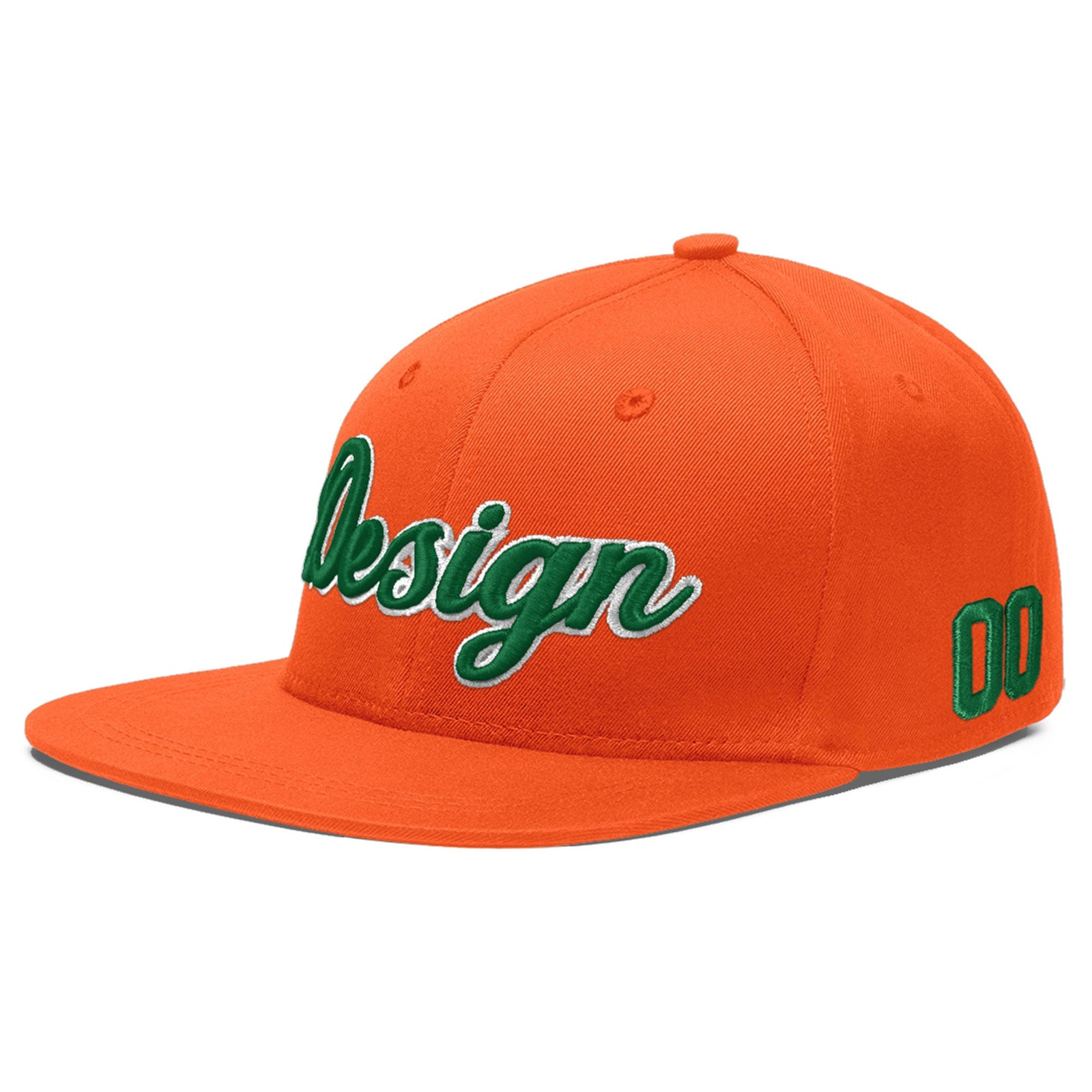 Custom Orange 3D Puff Embroidery Flat Embroidery Casual Sport Baseball Cap