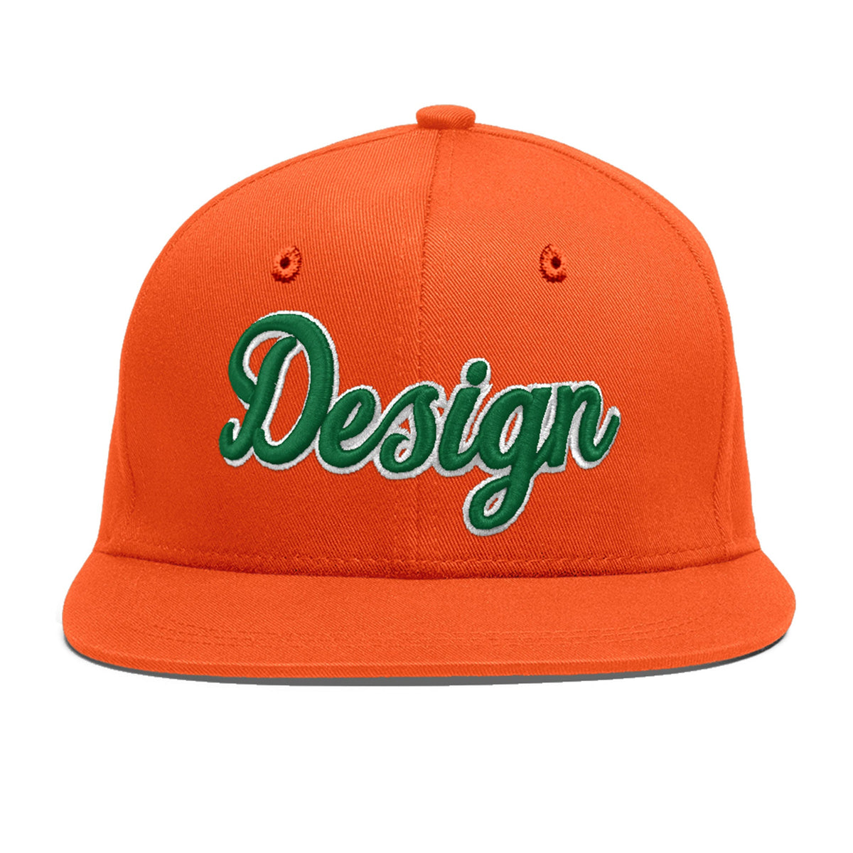 Custom Orange 3D Puff Embroidery Flat Embroidery Casual Sport Baseball Cap