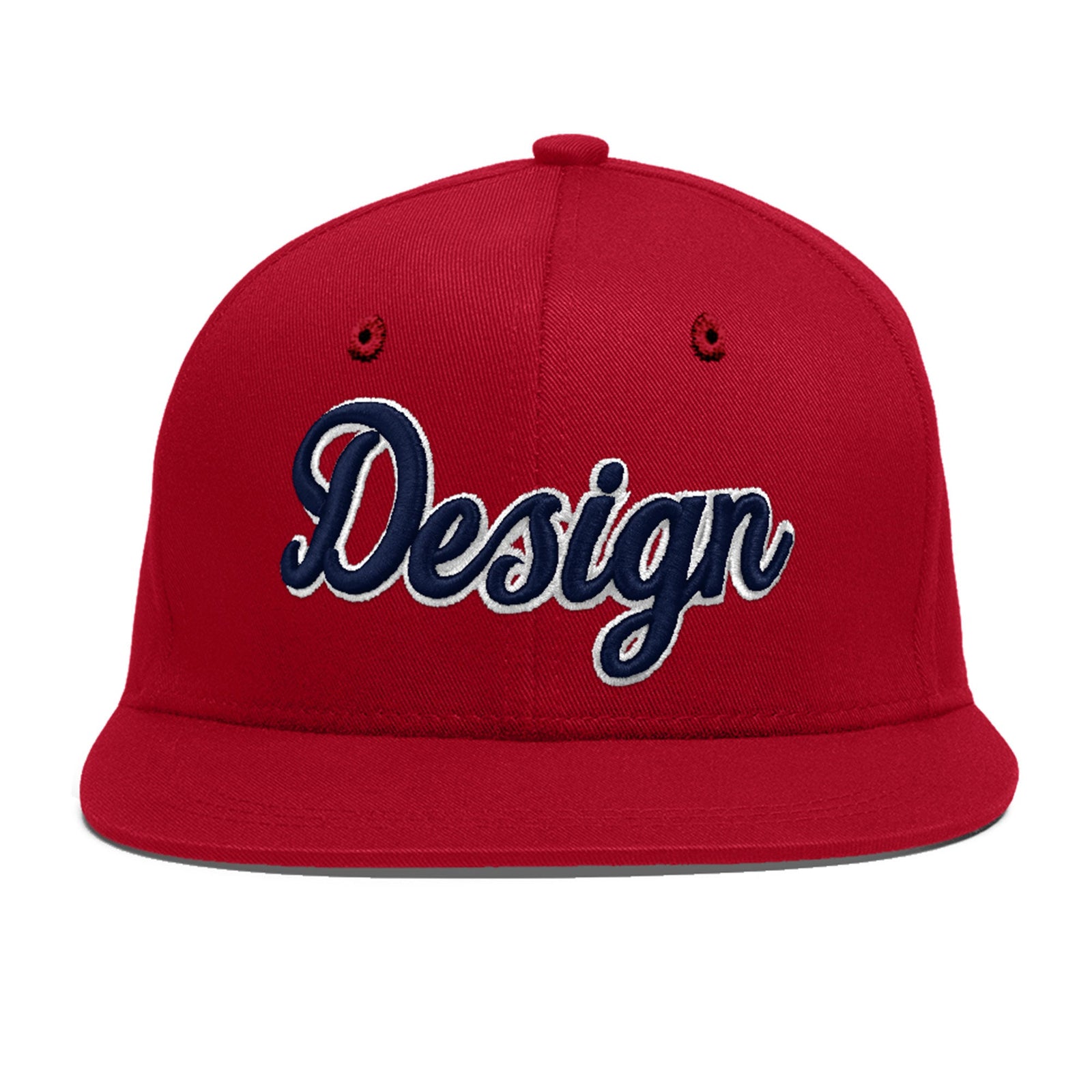 Custom Red 3D Puff Embroidery Flat Embroidery Casual Sport Baseball Cap