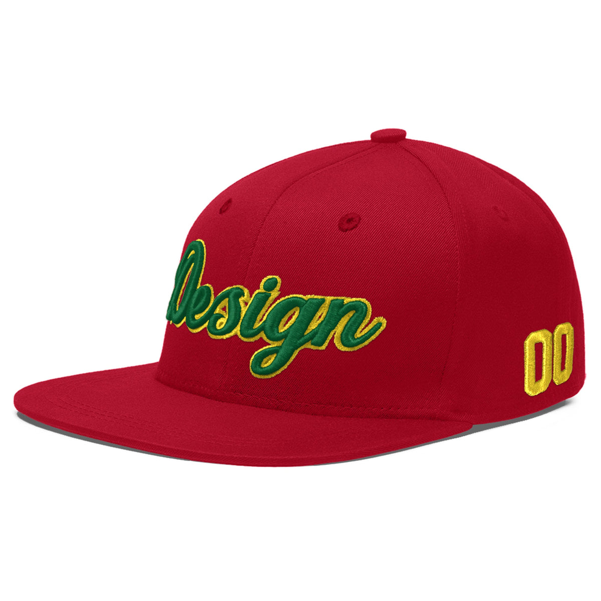 Custom Red 3D Puff Embroidery Flat Embroidery Casual Sport Baseball Cap
