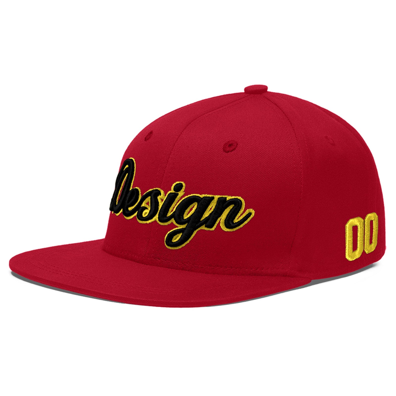 Custom Red 3D Puff Embroidery Flat Embroidery Casual Sport Baseball Cap